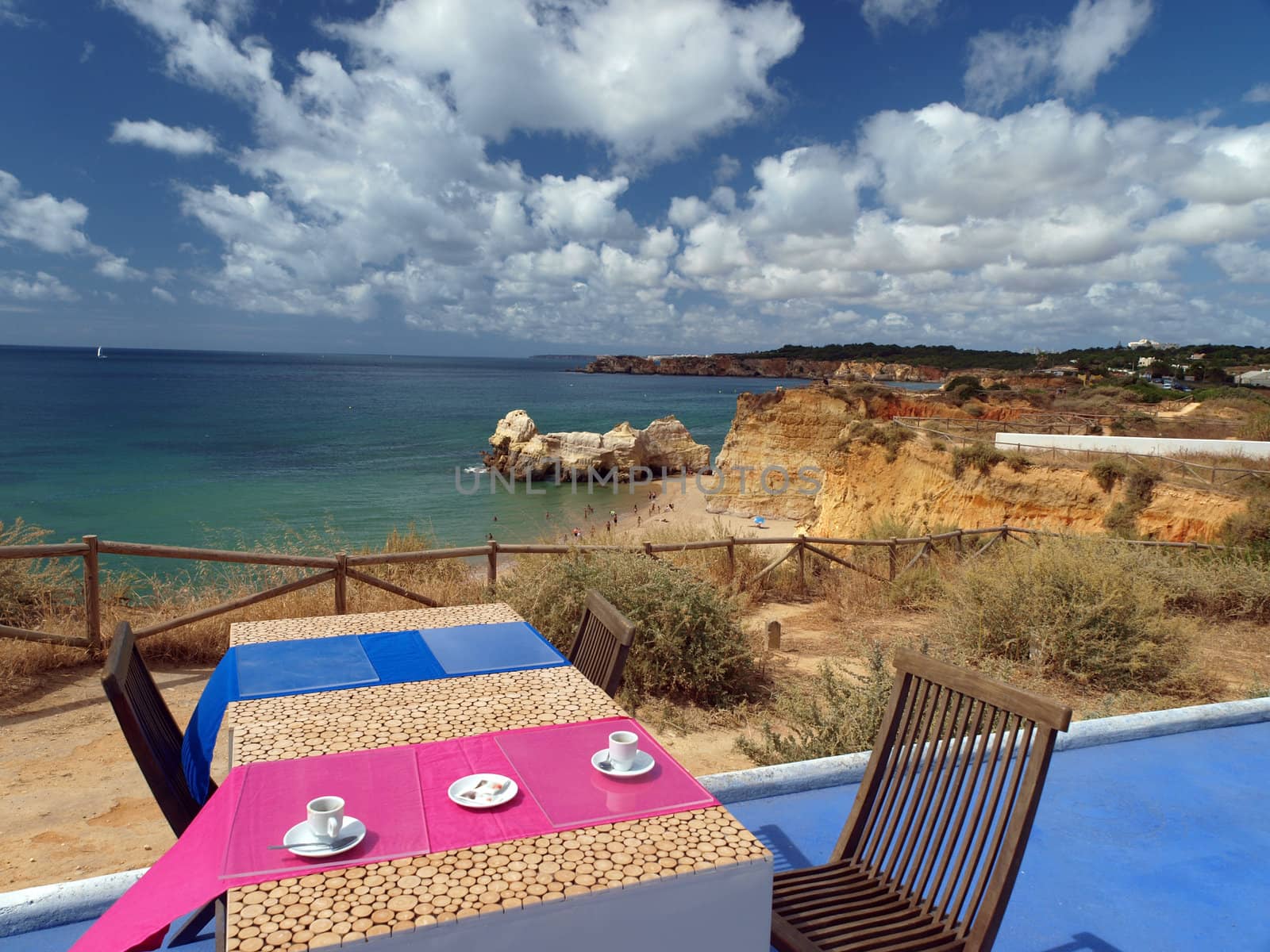 Terrace overlooking the beautiful beach and cliff