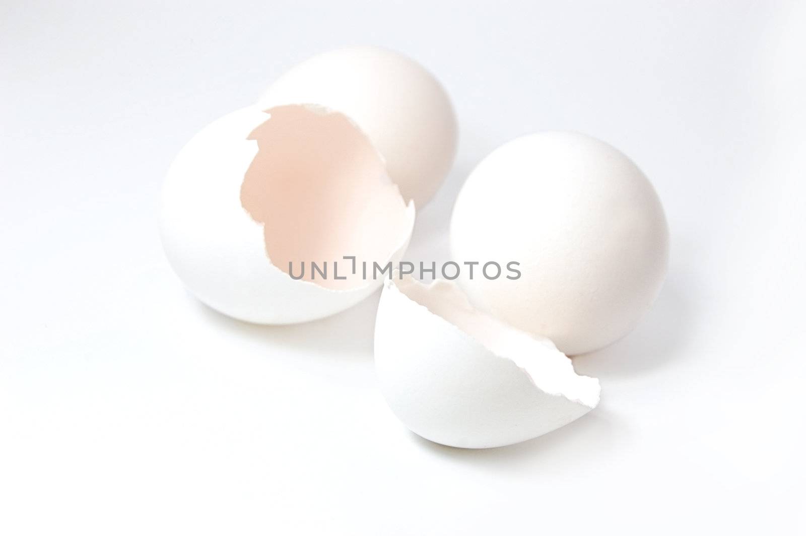 white eggs, cracked and whole