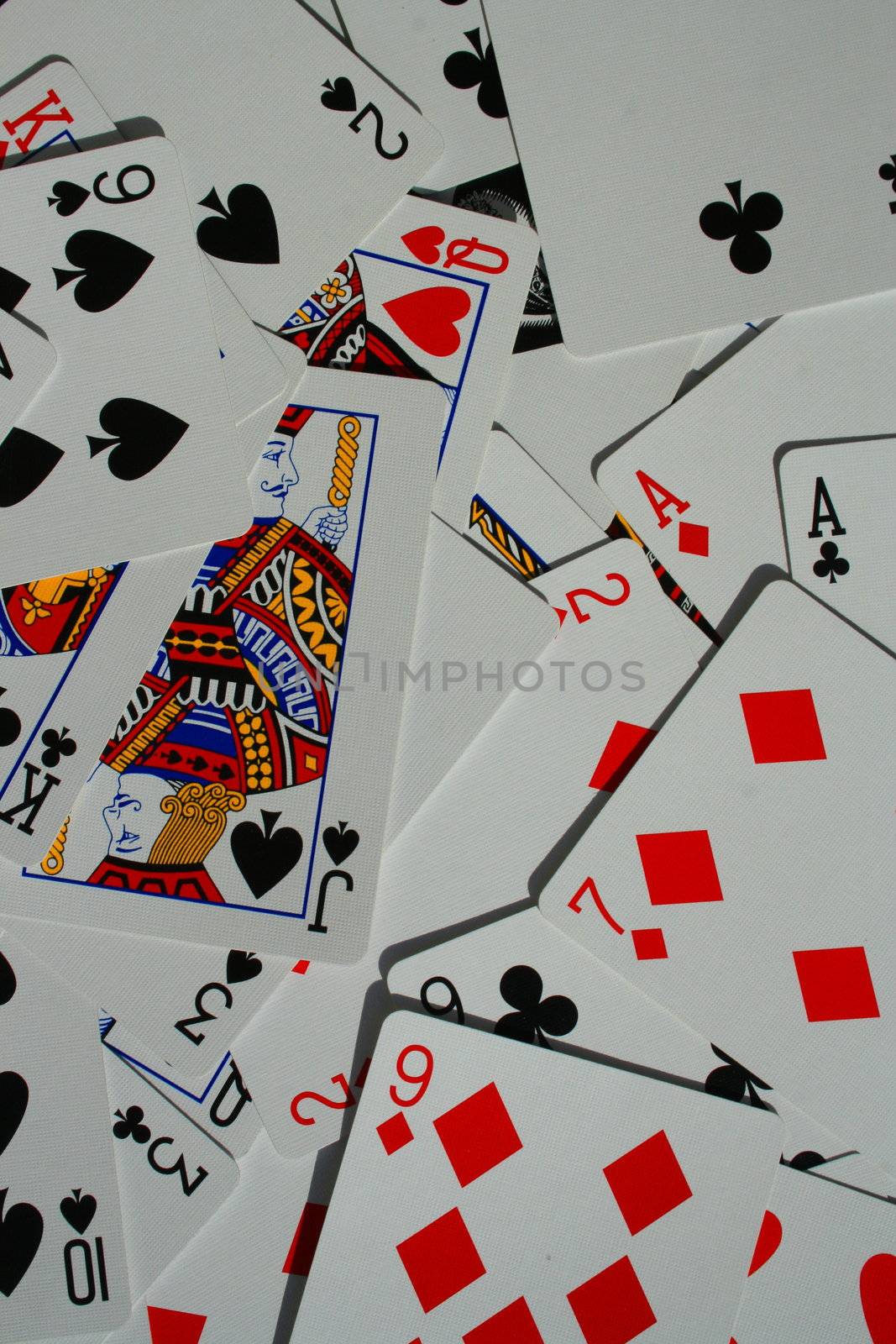 Close up of a group of playng cards.
