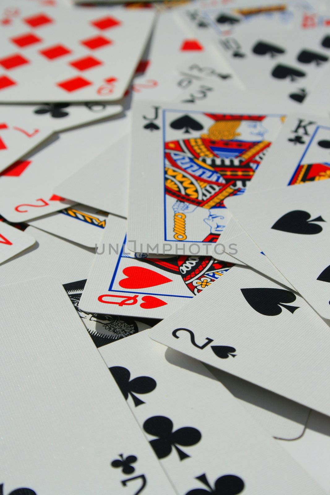 Close up of a group of playng cards.
