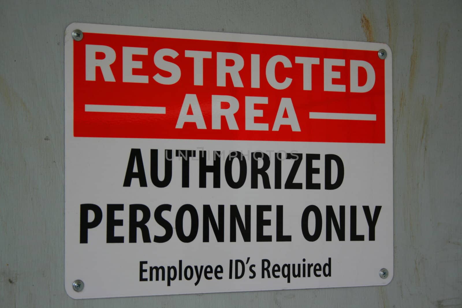 Close up of restricted area sign.
