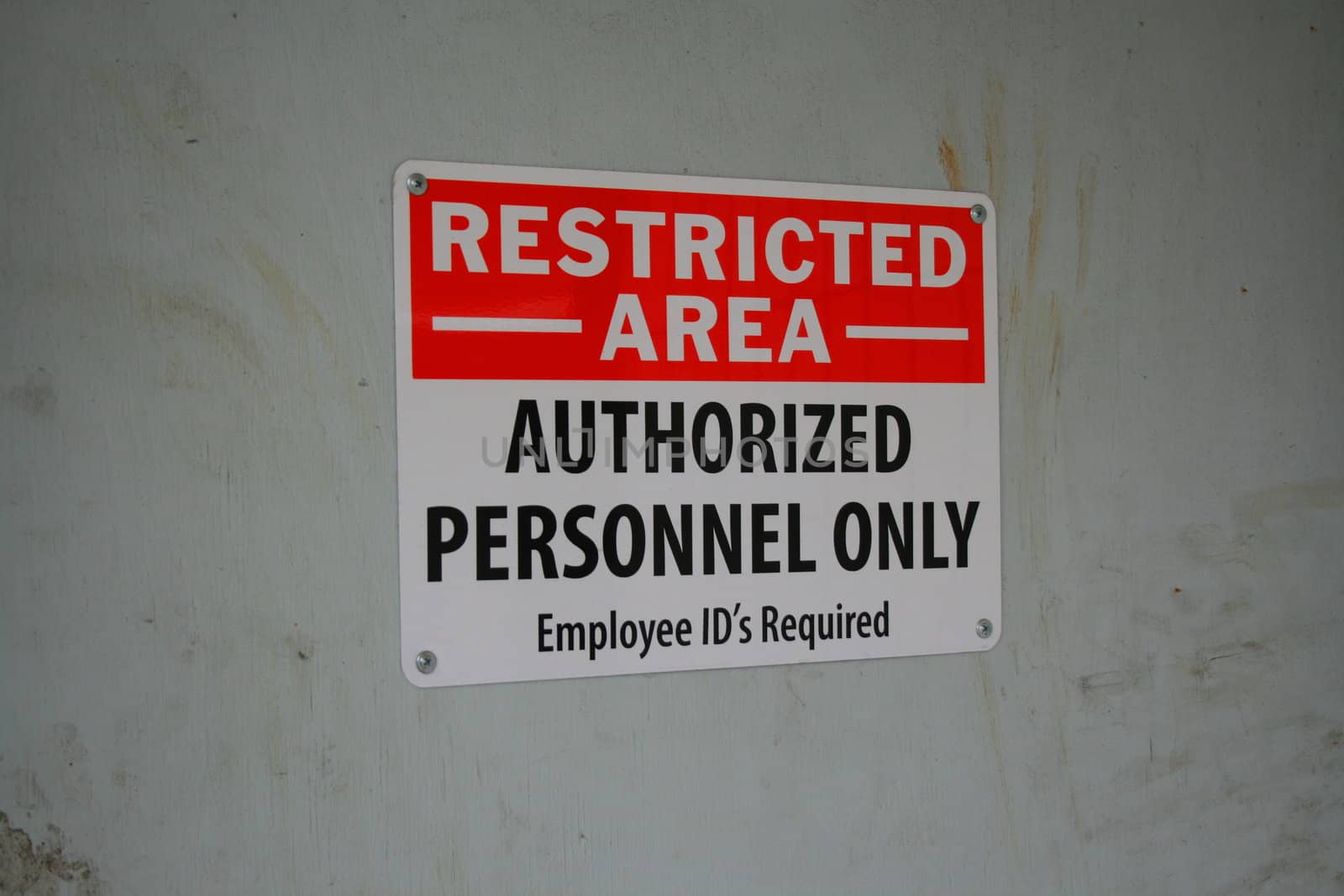Close up of restricted area sign.
