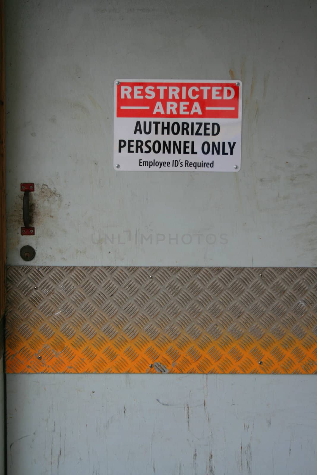 Close up of restricted area sign.
