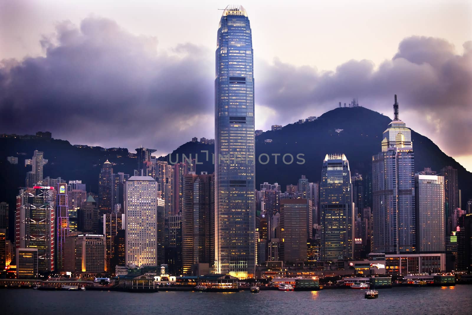 Hong Kong Harbor Evening Sunset from Kowloon