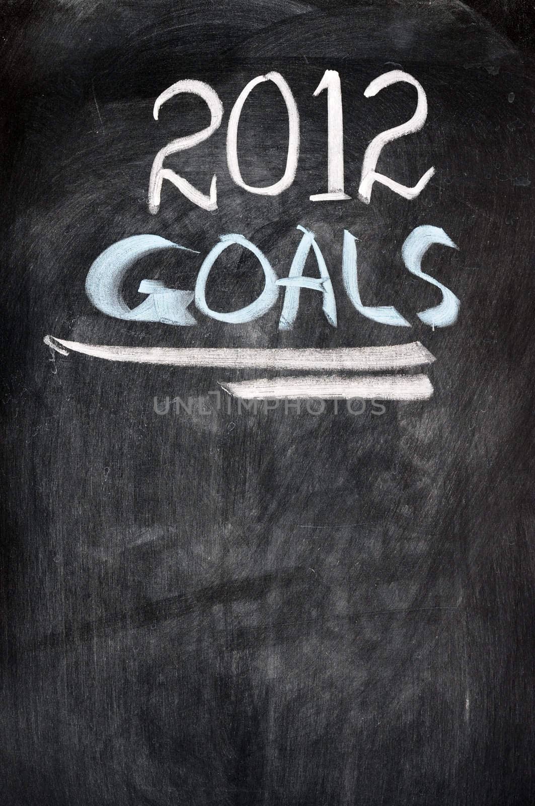 2012 New year goals written on a blackboard