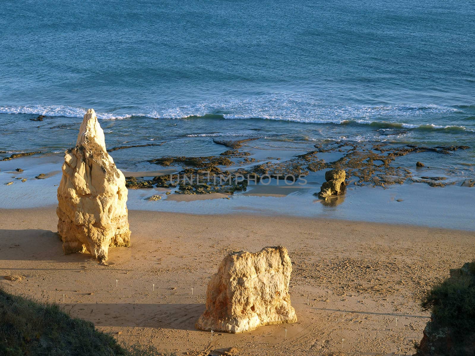 A lonely rock in the ocean. The effect of erosion