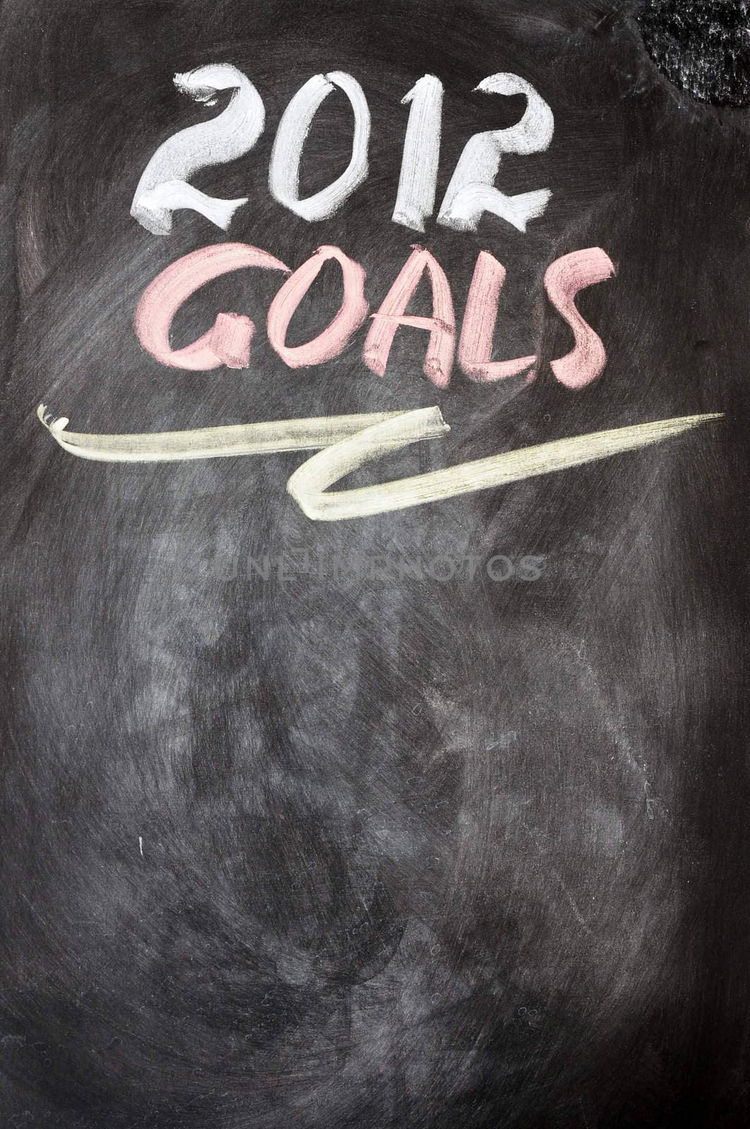 2012 New year goals written on a blackboard