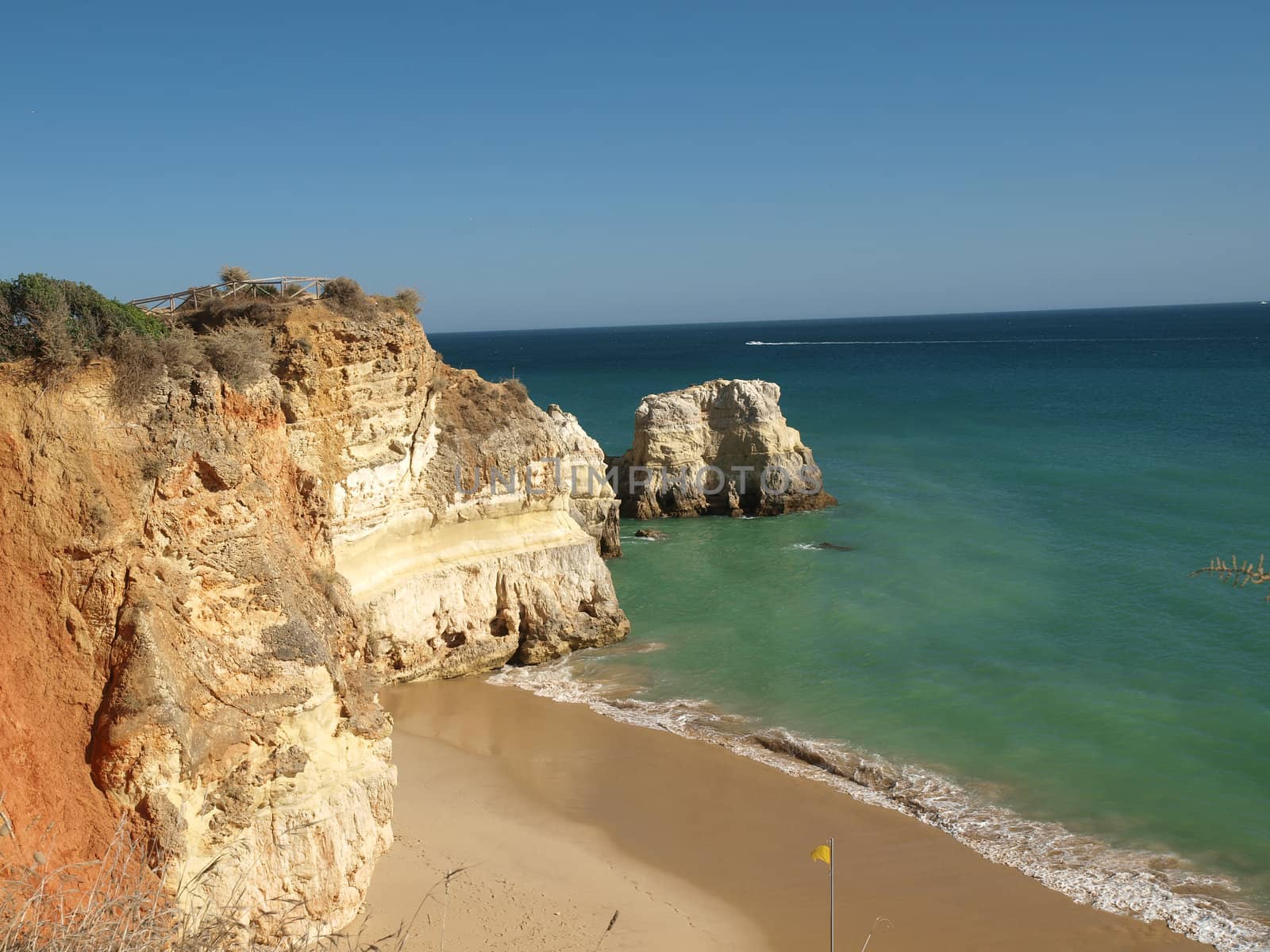 Colorful rock cliffs of the Algarve in Portugal