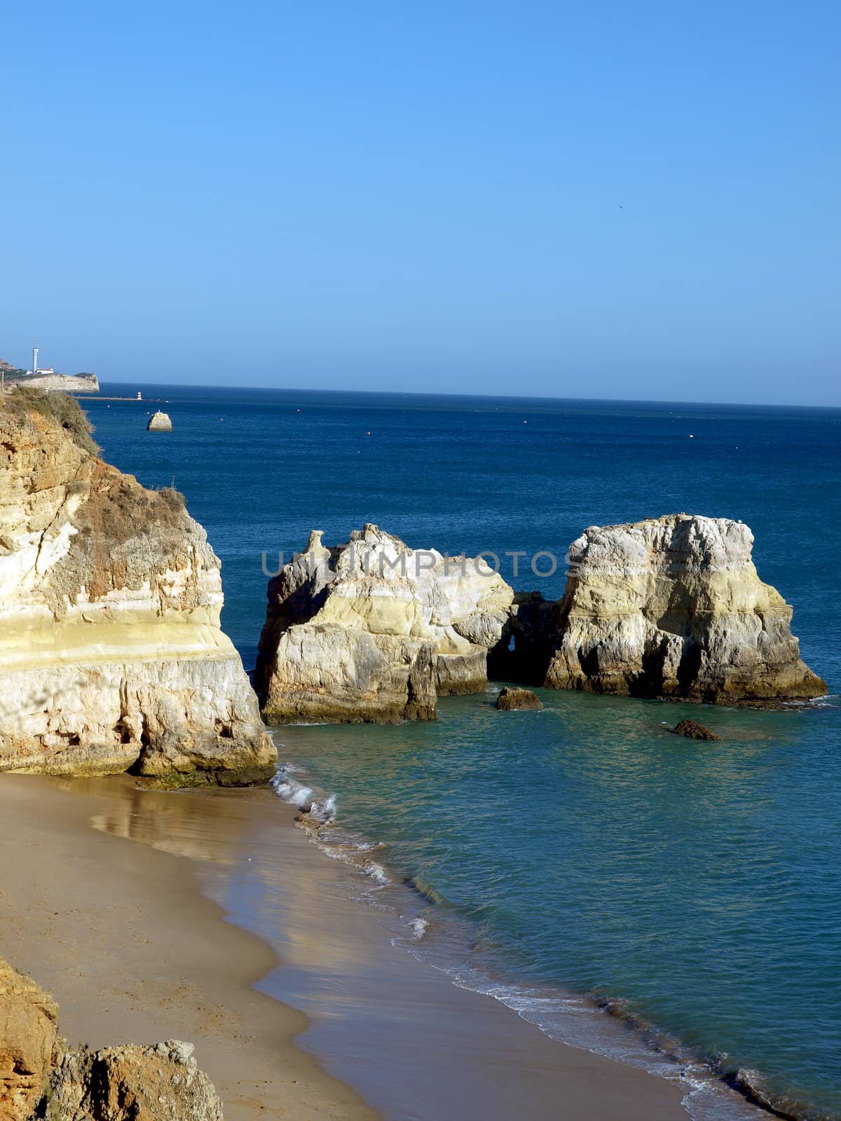 Colorful rock cliffs of the Algarve in Portugal