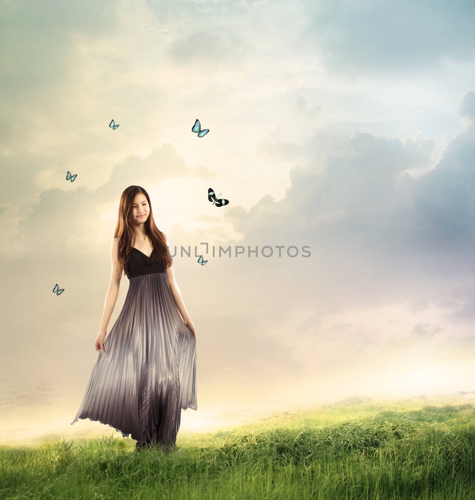 Beautiful Young Woman in a Magical Landscape  by melpomene