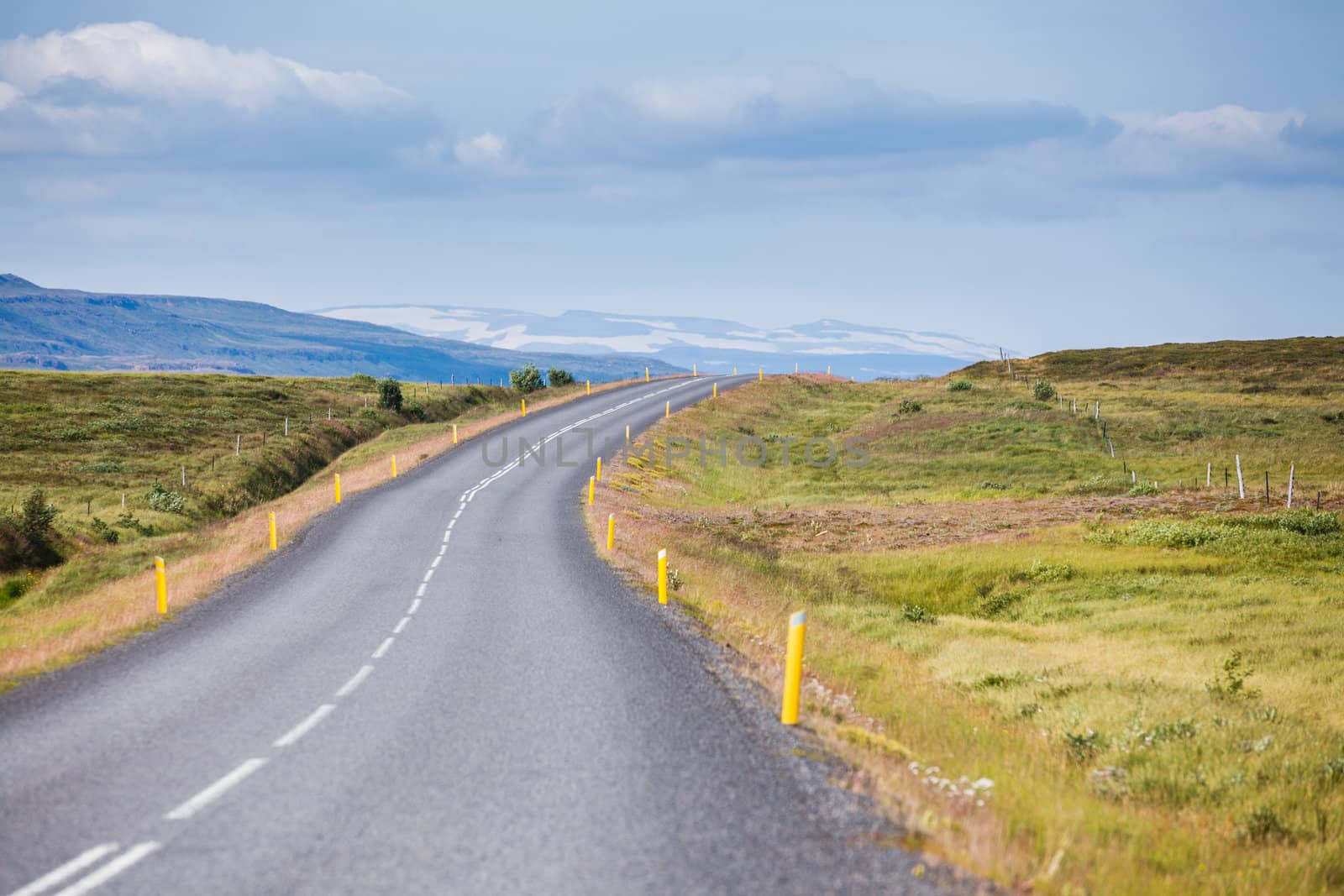 Winding road bends of Thingvellir - famous area in Iceland.