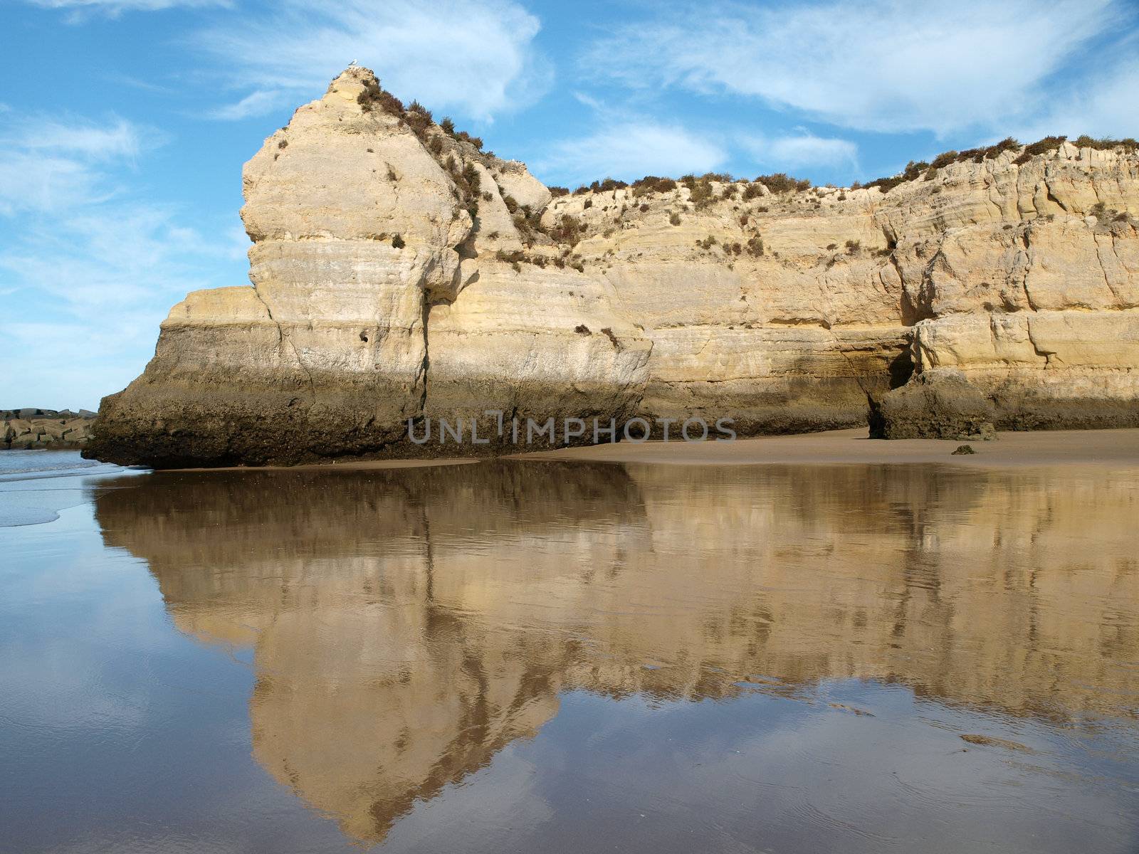 Colorful rock cliffs of the Algarve in Portugal