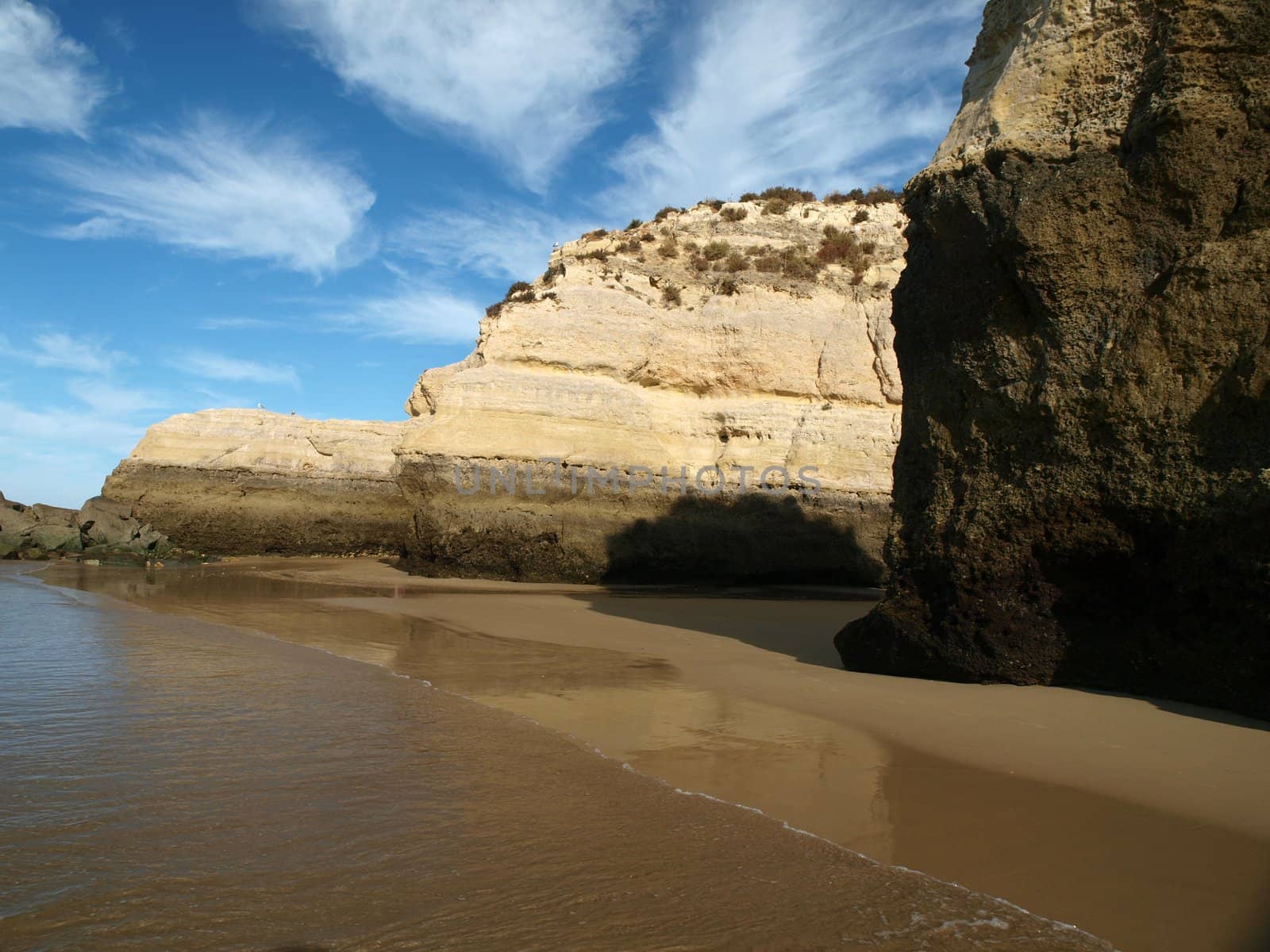 Colorful rock cliffs of the Algarve in Portugal