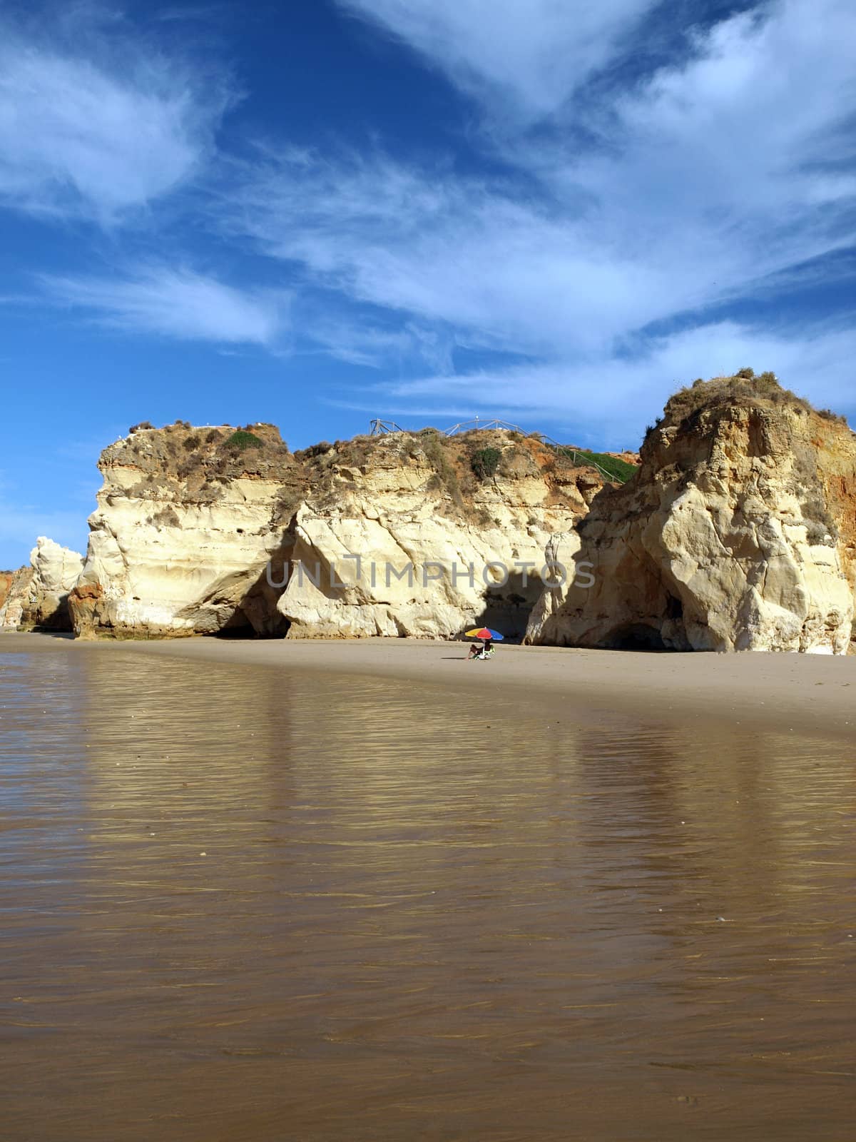 Colorful rock cliffs of the Algarve in Portugal