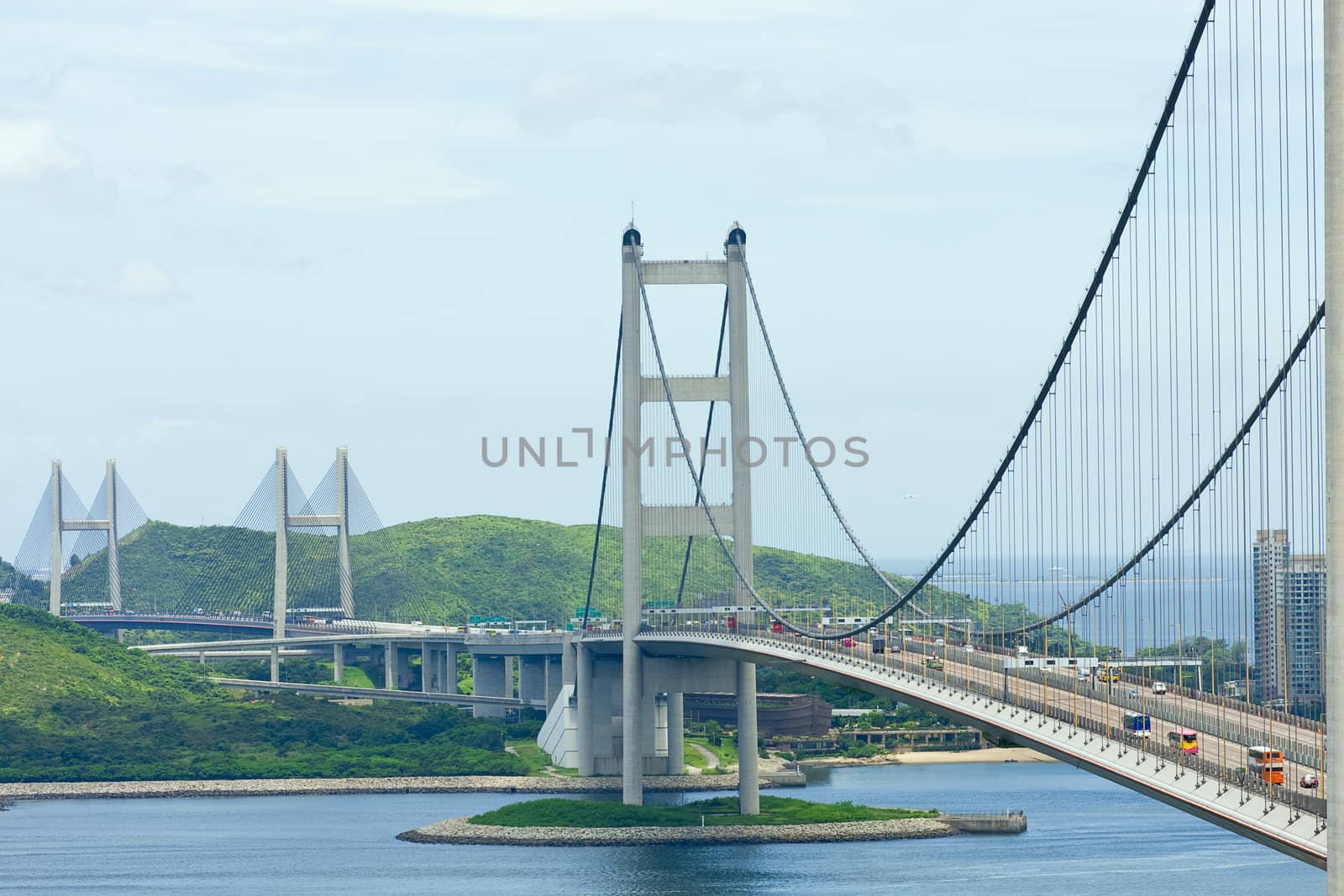 Tsing Ma Bridge, landmark bridge in Hong Kong 