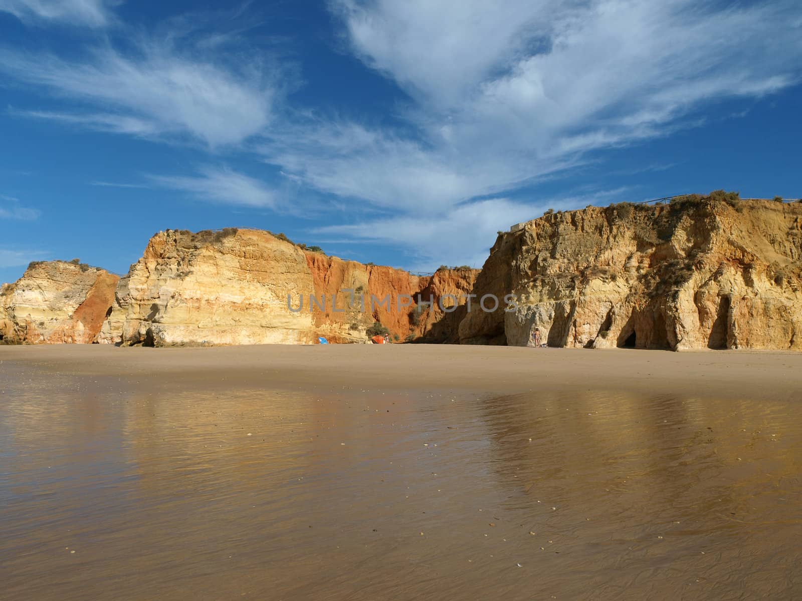 Colorful rock cliffs of the Algarve in Portugal