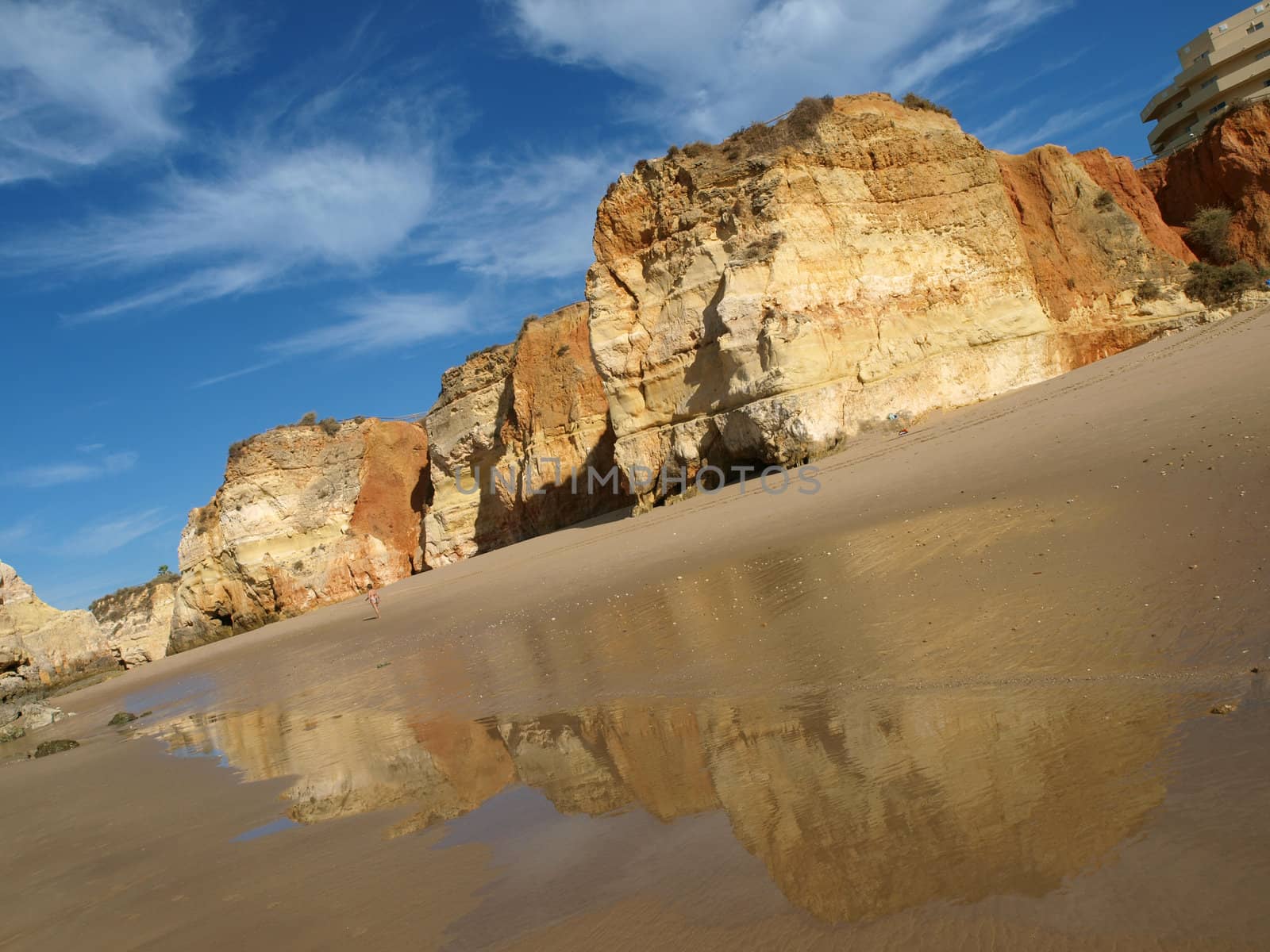 Colorful rock cliffs of the Algarve in Portugal