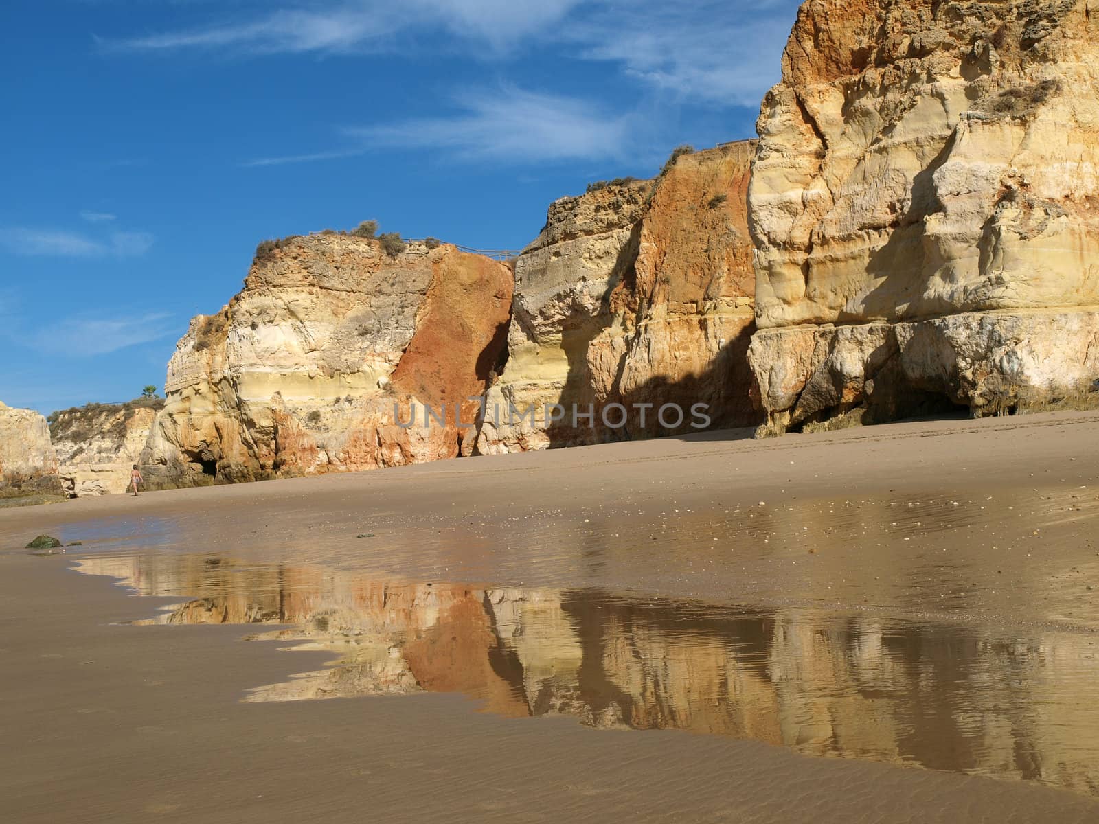 Colourful rocks and wonderful sands on the Algarve coast in Portugal 