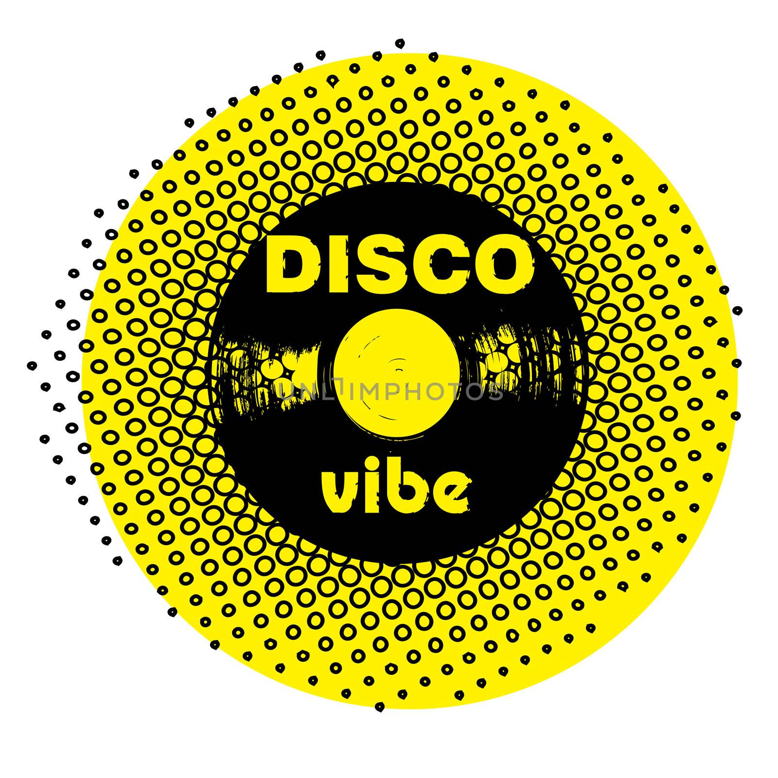 retro party music stamp for a night club or bar, disco seal with pop art design