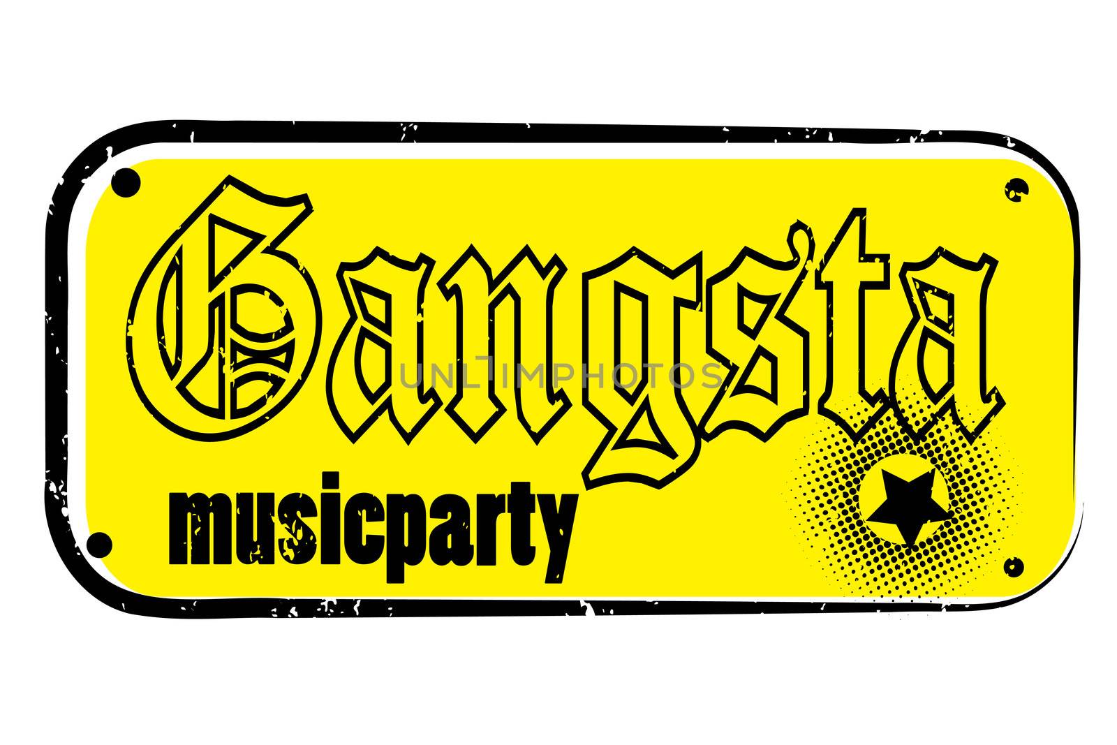 retro party music stamp for a night club or bar, gangsta seal with pop design