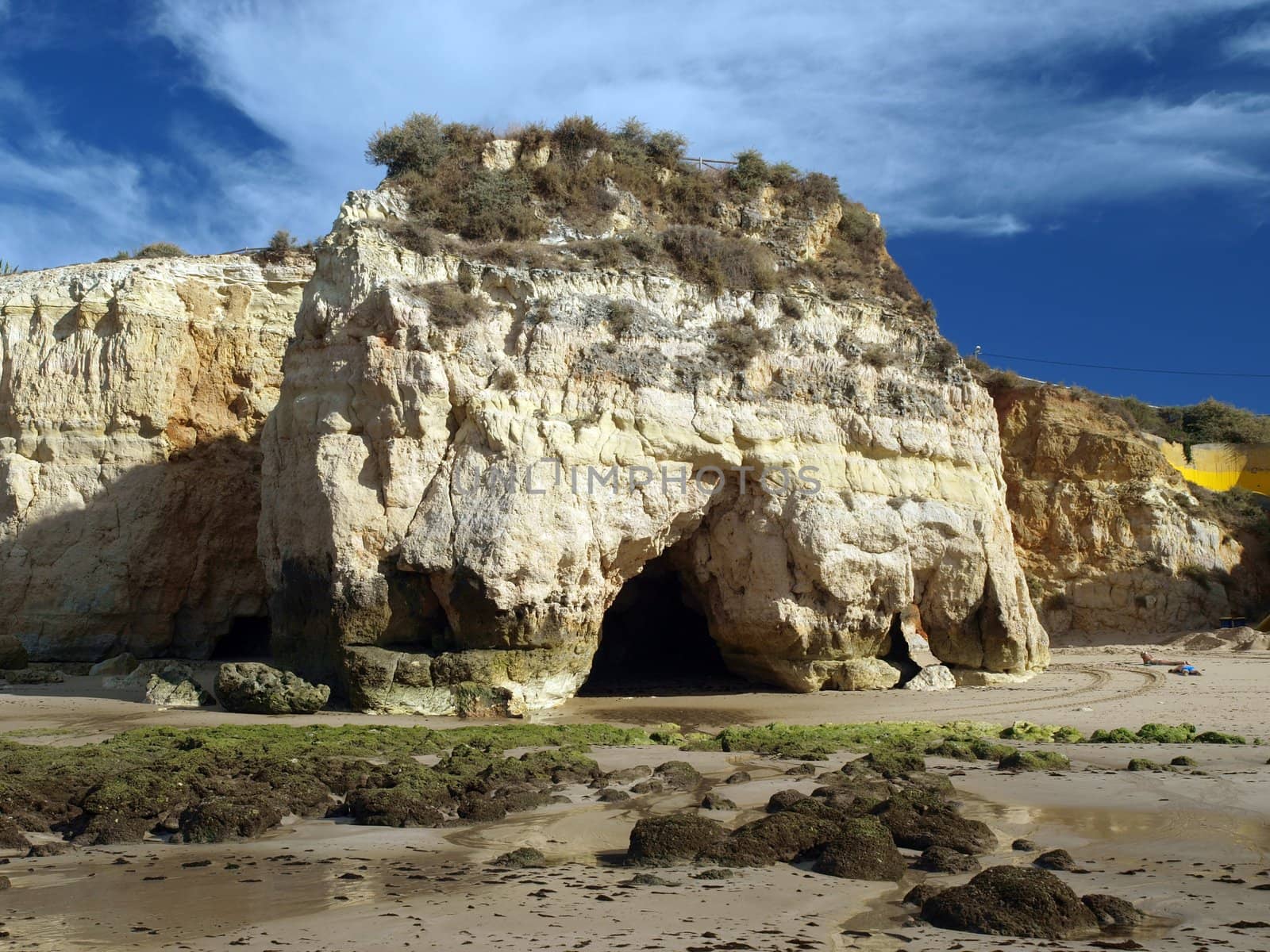 Algarve coast at low tide the ocean 
