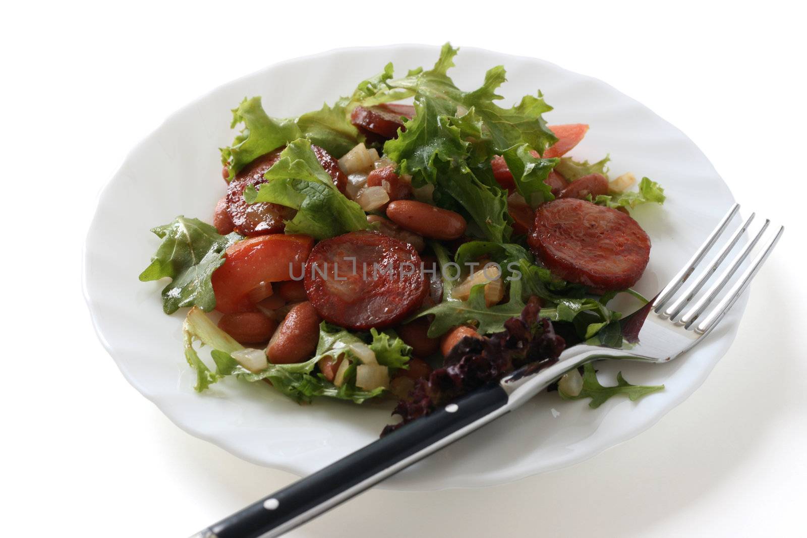 Salad with sausages