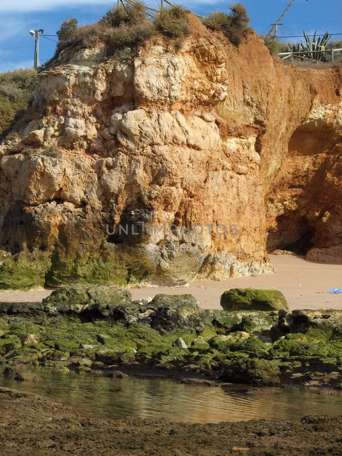 Algarve coast at low tide the ocean