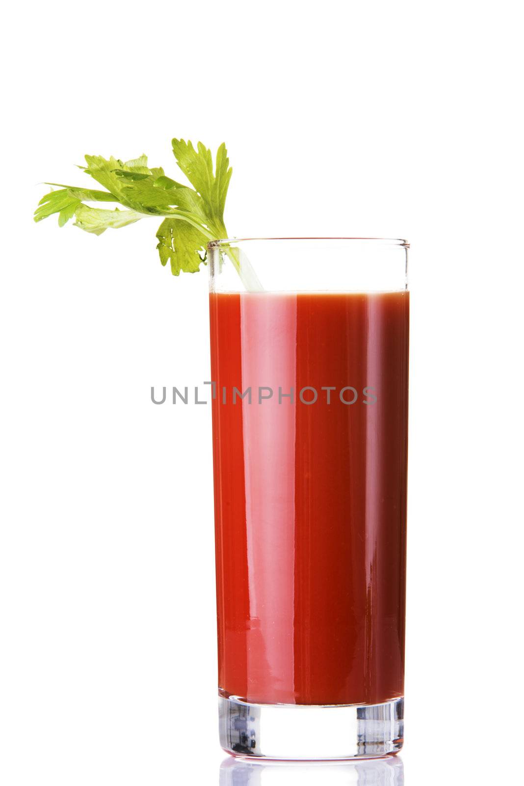 Tomato juice, bloody mary isolated on white