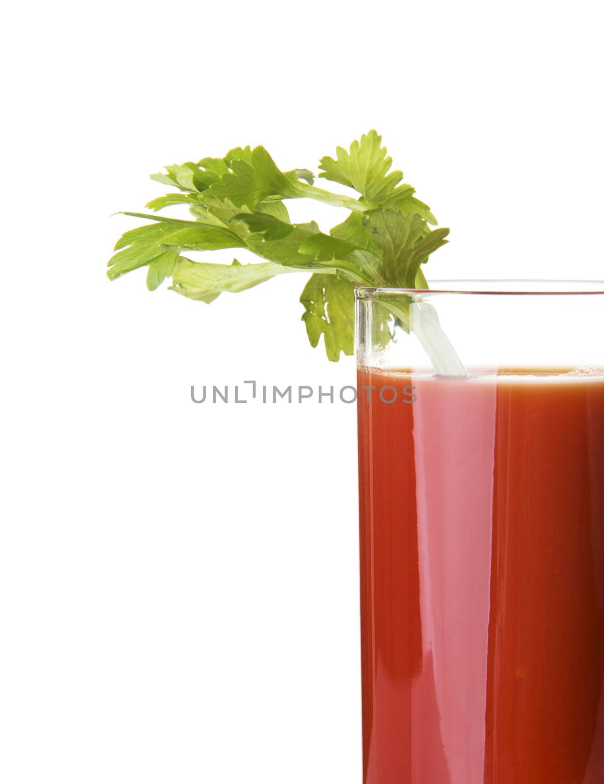 Tomato juice, bloody mary isolated on white