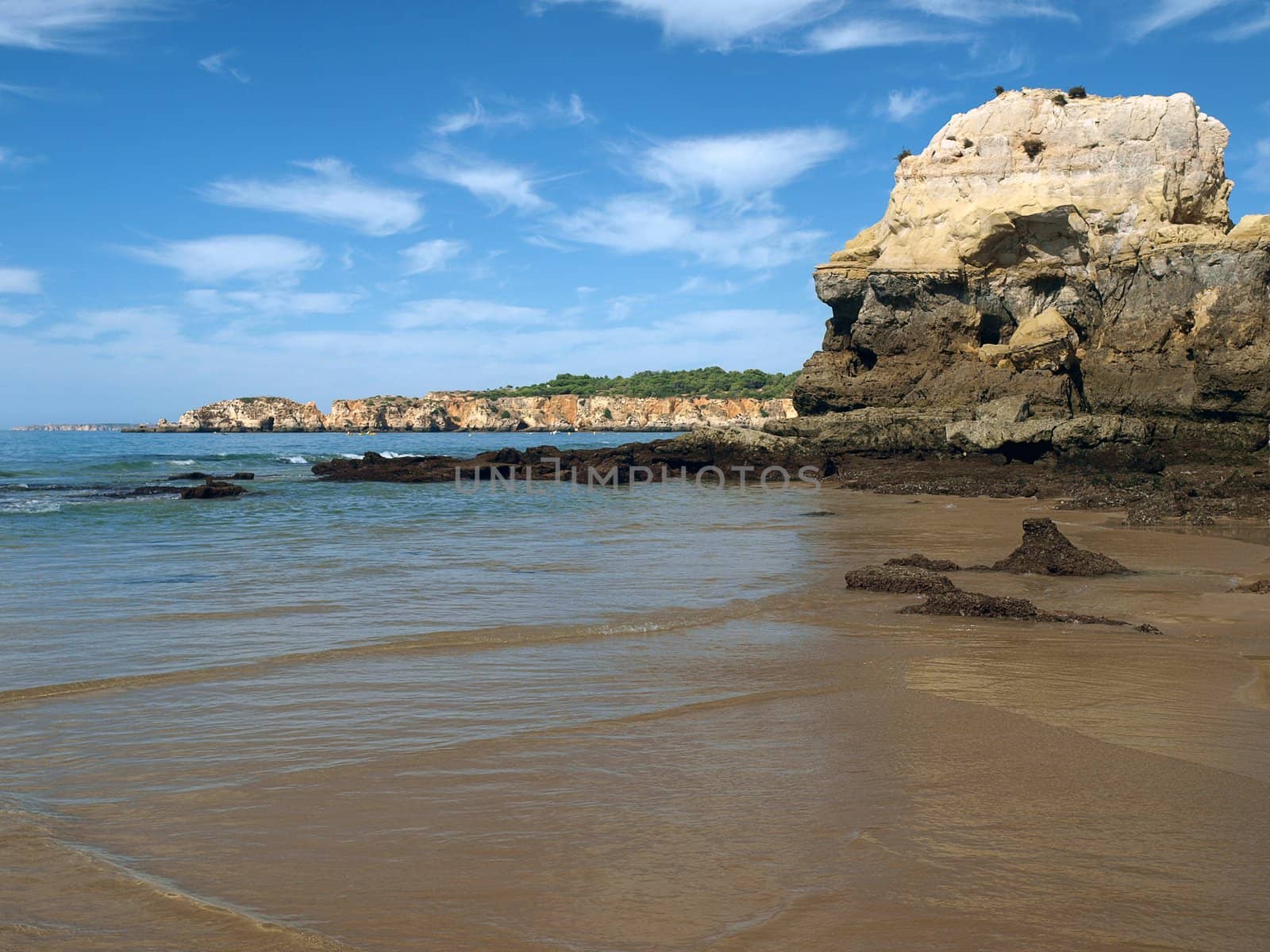 Colorful rock cliffs of the Algarve in Portugal