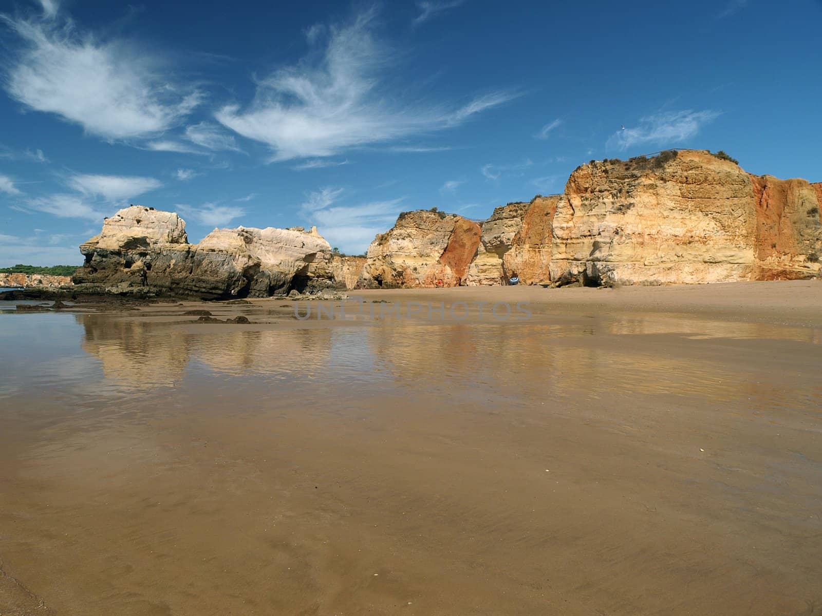 Colorful rock cliffs of the Algarve in Portugal