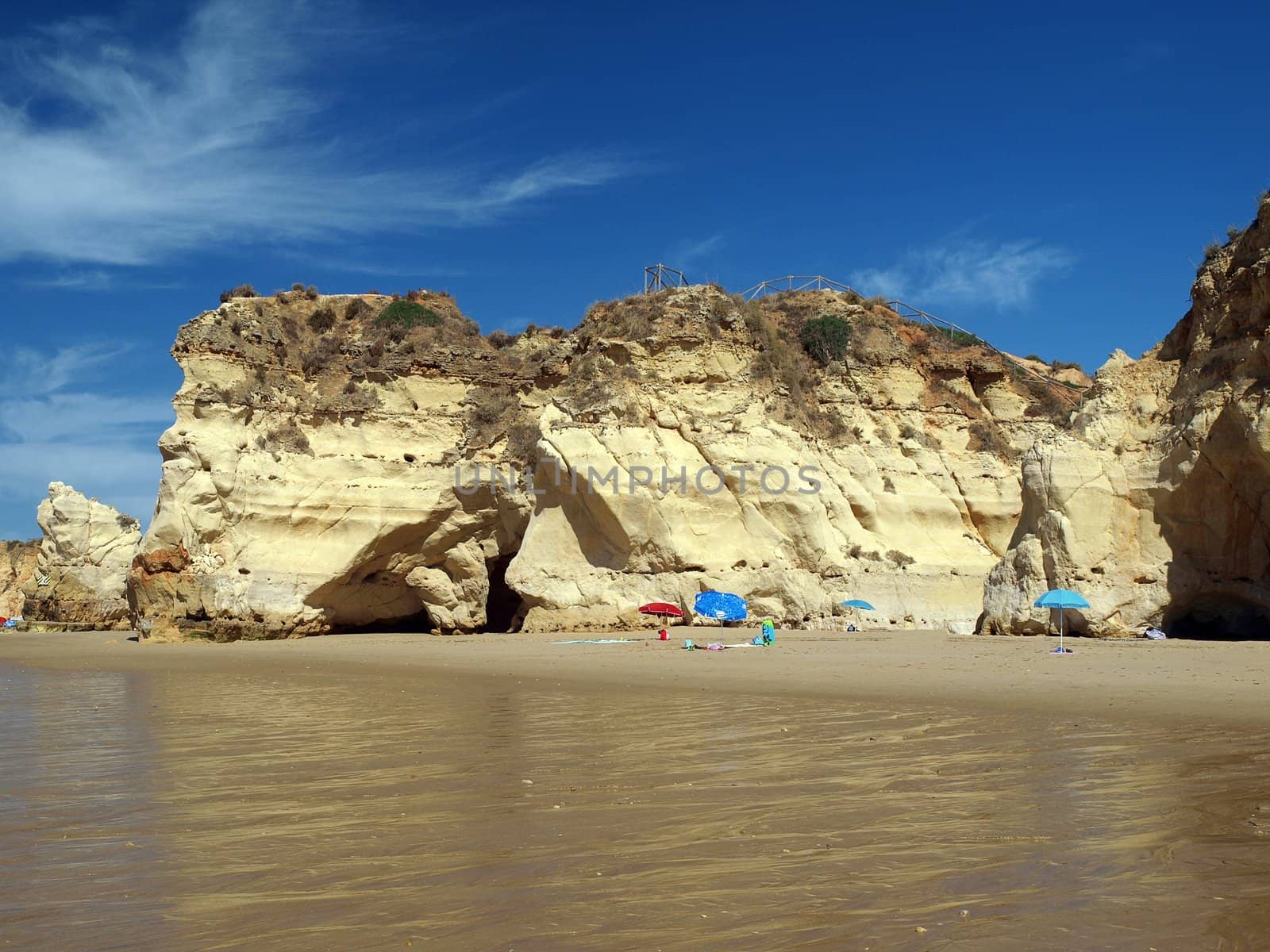 Colorful rock cliffs of the Algarve in Portugal