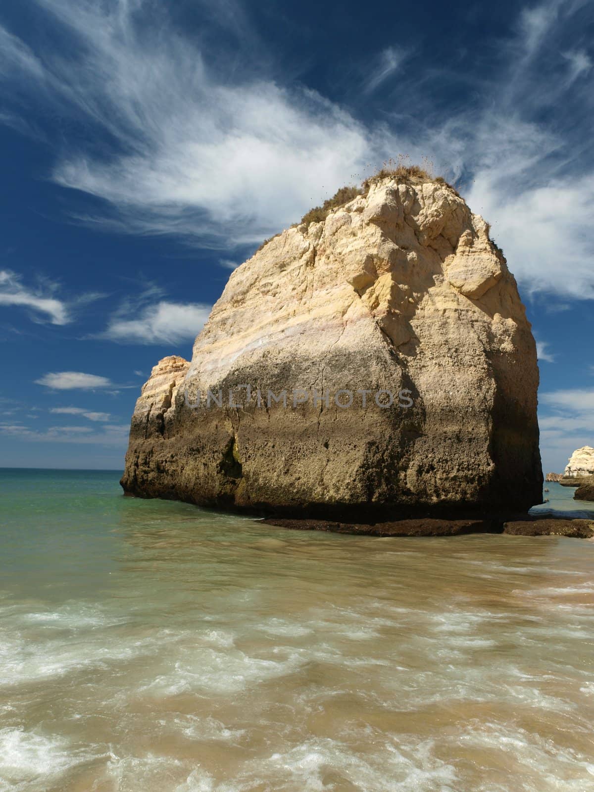 rock formations on the Algarve coast in Portugal