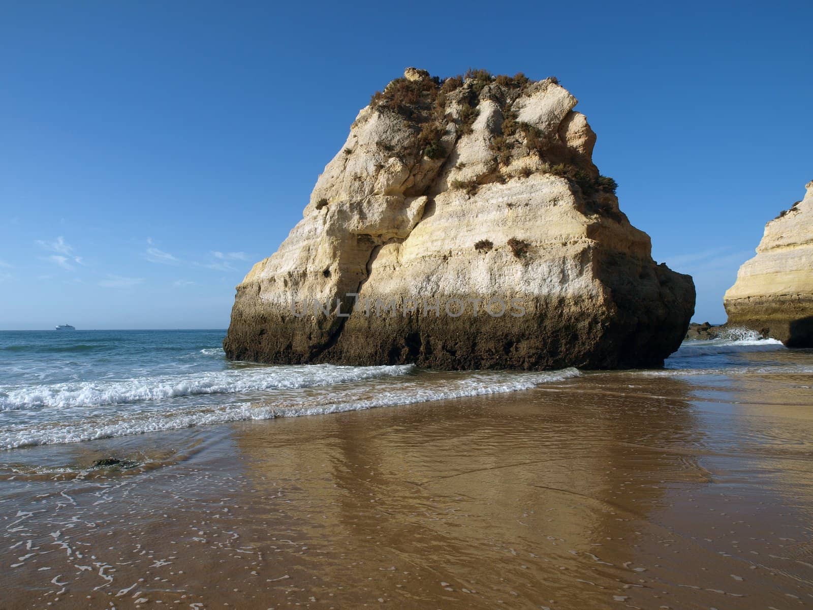 Colorful rock cliffs of the Algarve in Portugal