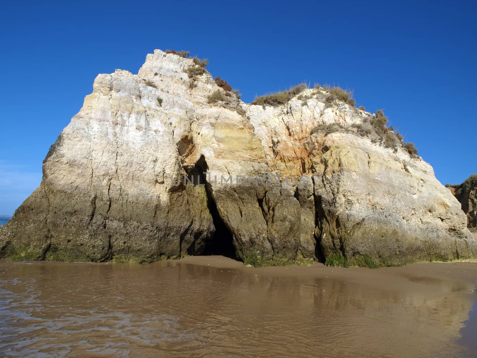 Colorful rock cliffs of the Algarve in Portugal