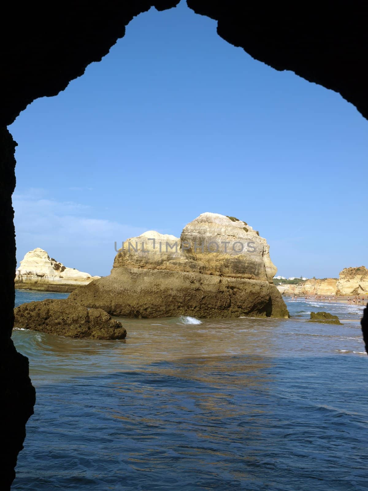Colorful rock cliffs of the Algarve in Portugal