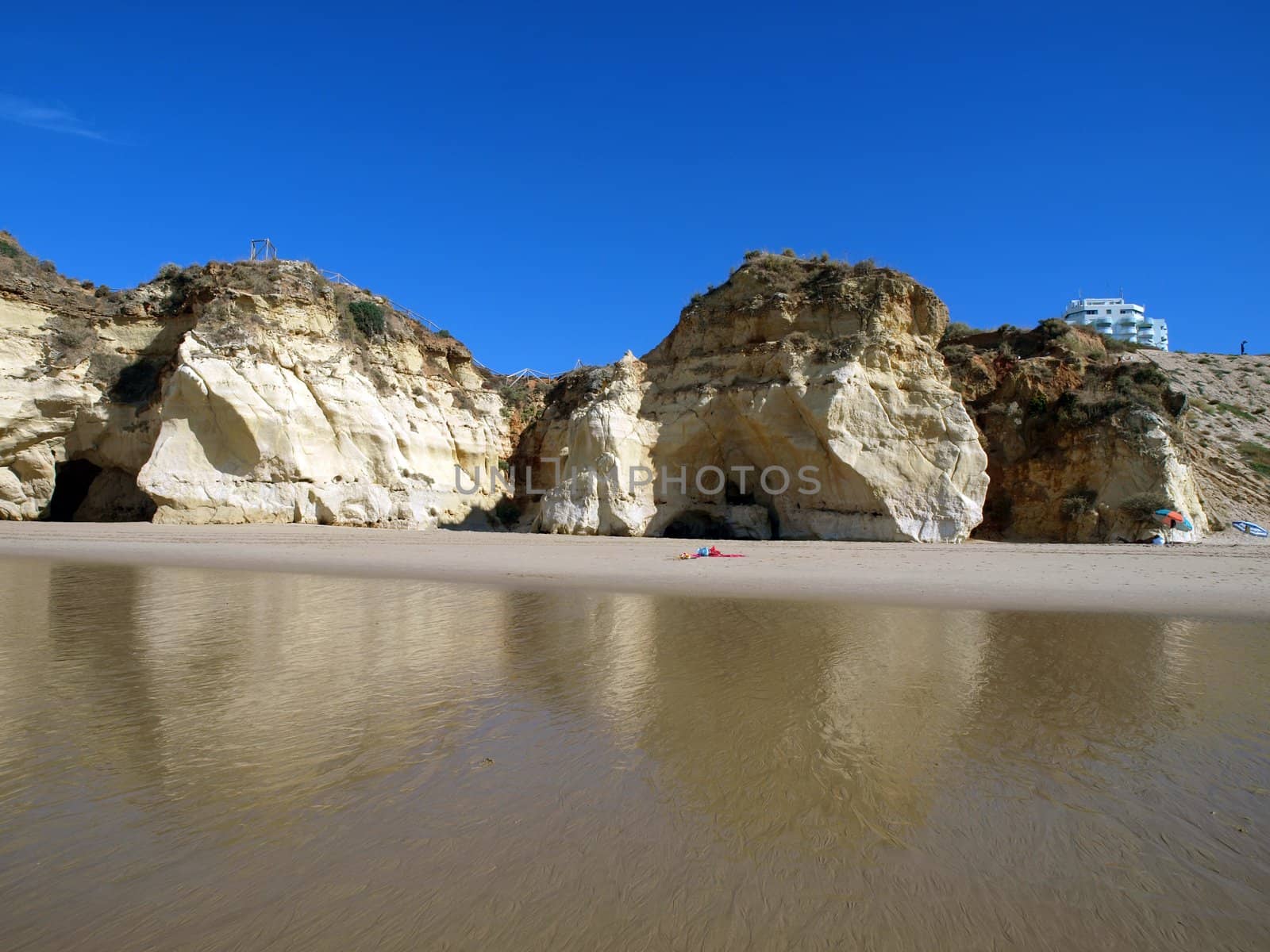 Colorful rock cliffs of the Algarve in Portugal