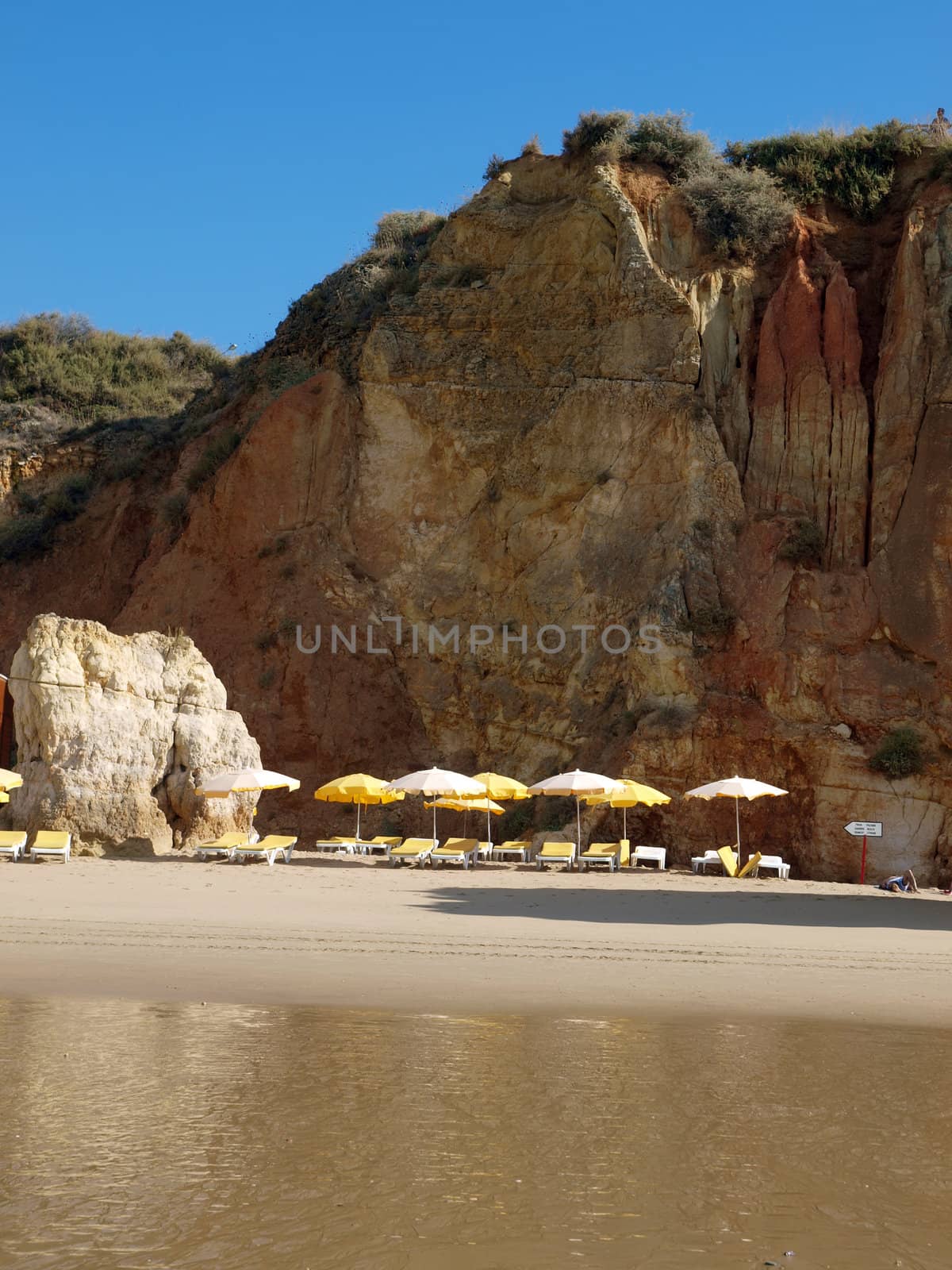 Colorful rock cliffs of the Algarve in Portugal
