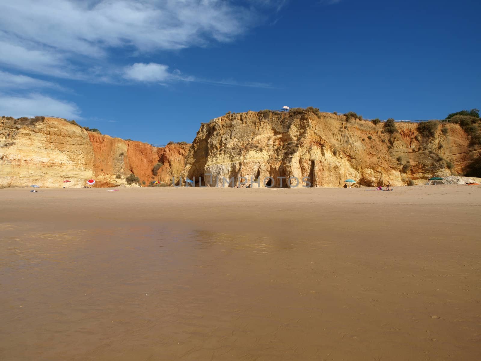Colorful rock cliffs of the Algarve in Portugal