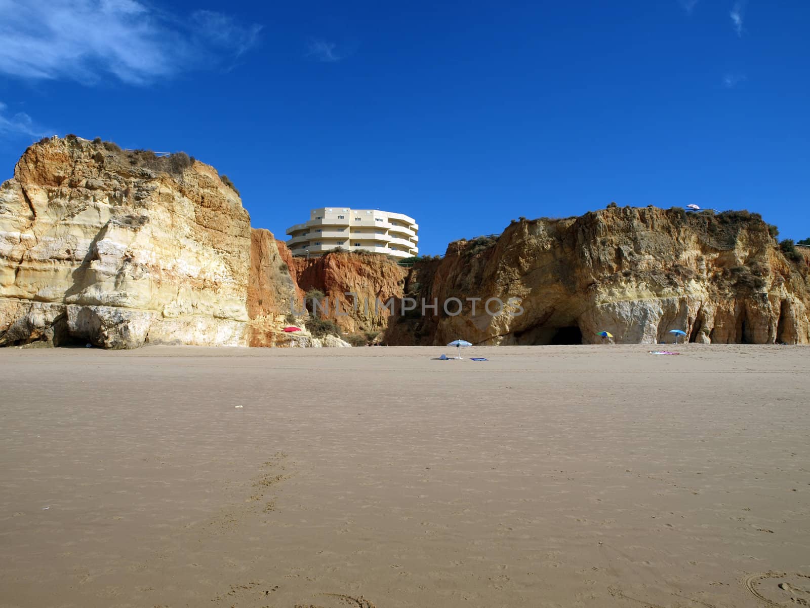 Colorful rock cliffs of the Algarve in Portugal