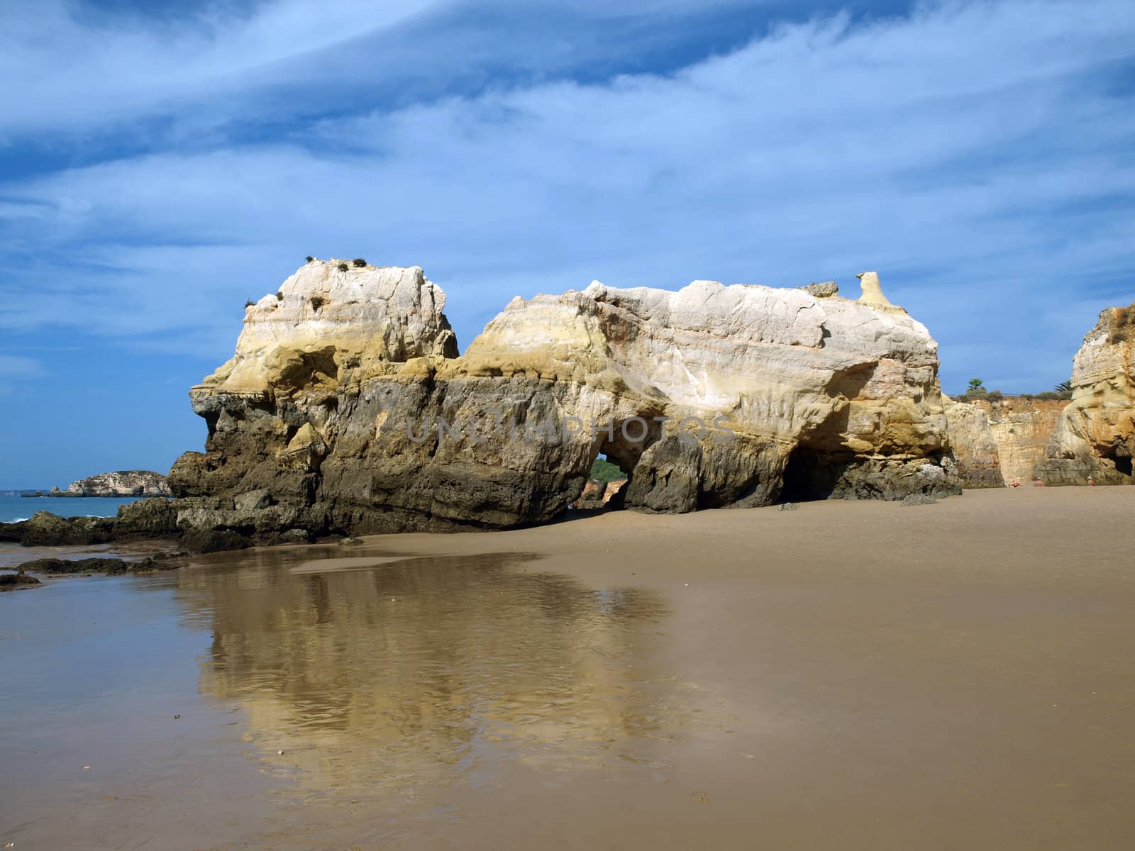 Colorful rock cliffs of the Algarve in Portugal