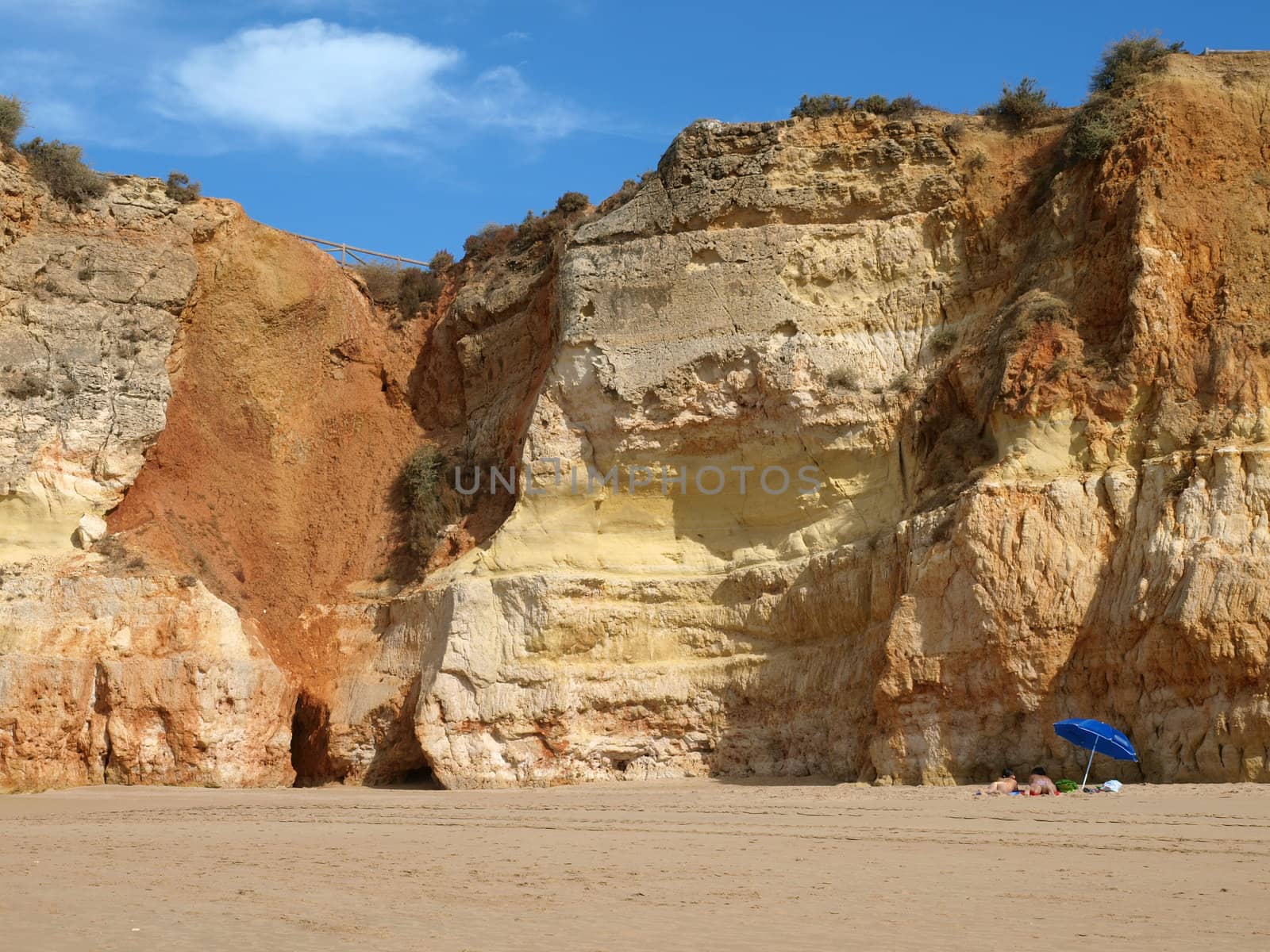 Colorful rock cliffs of the Algarve in Portugal