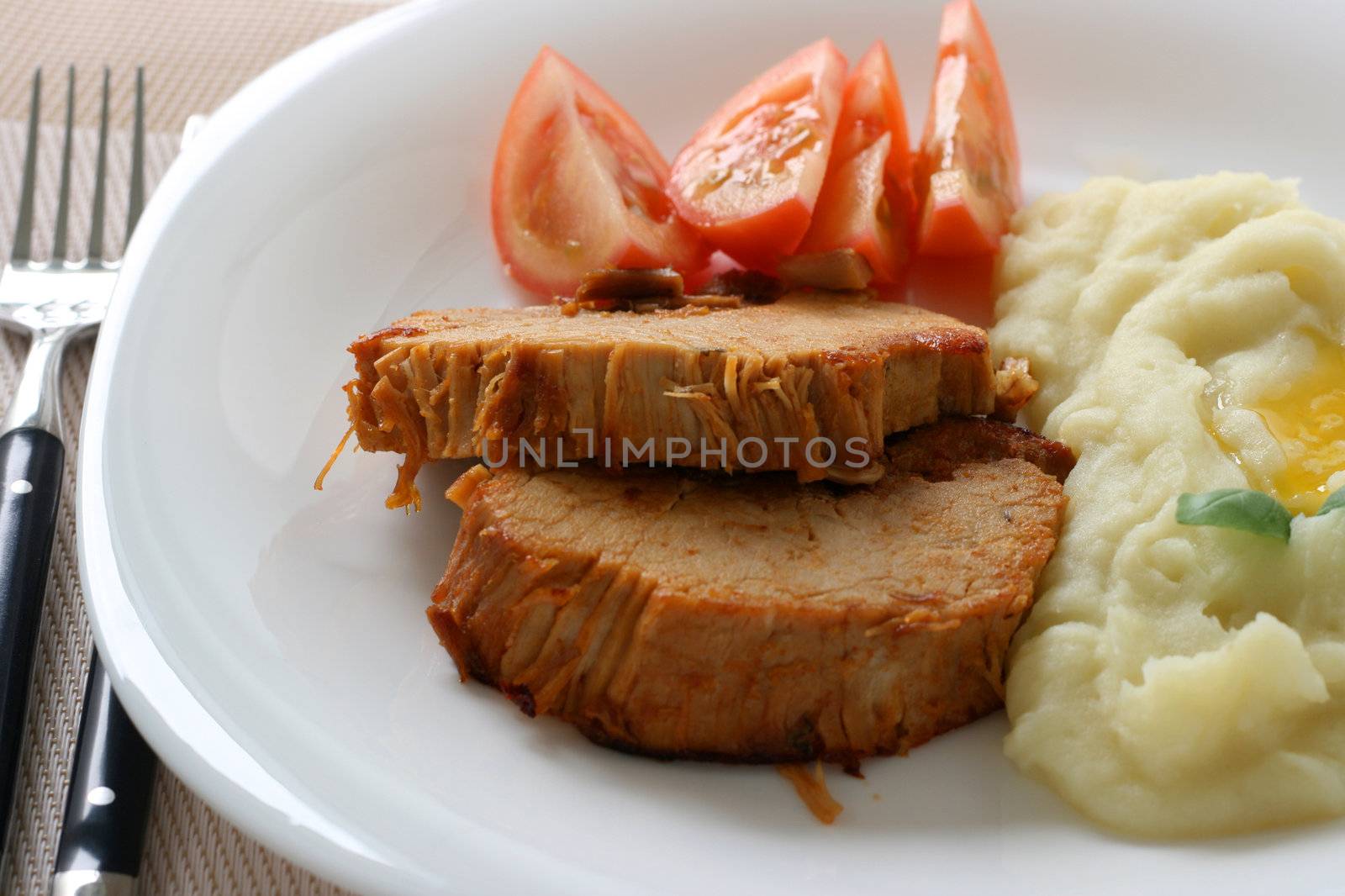 meat with mashed potato