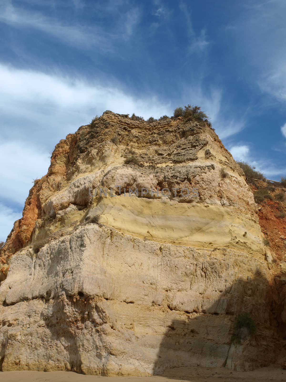 Colorful rock cliffs of the Algarve in Portugal