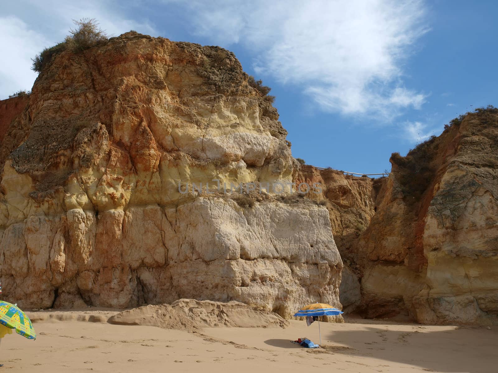 Colorful rock cliffs of the Algarve in Portugal