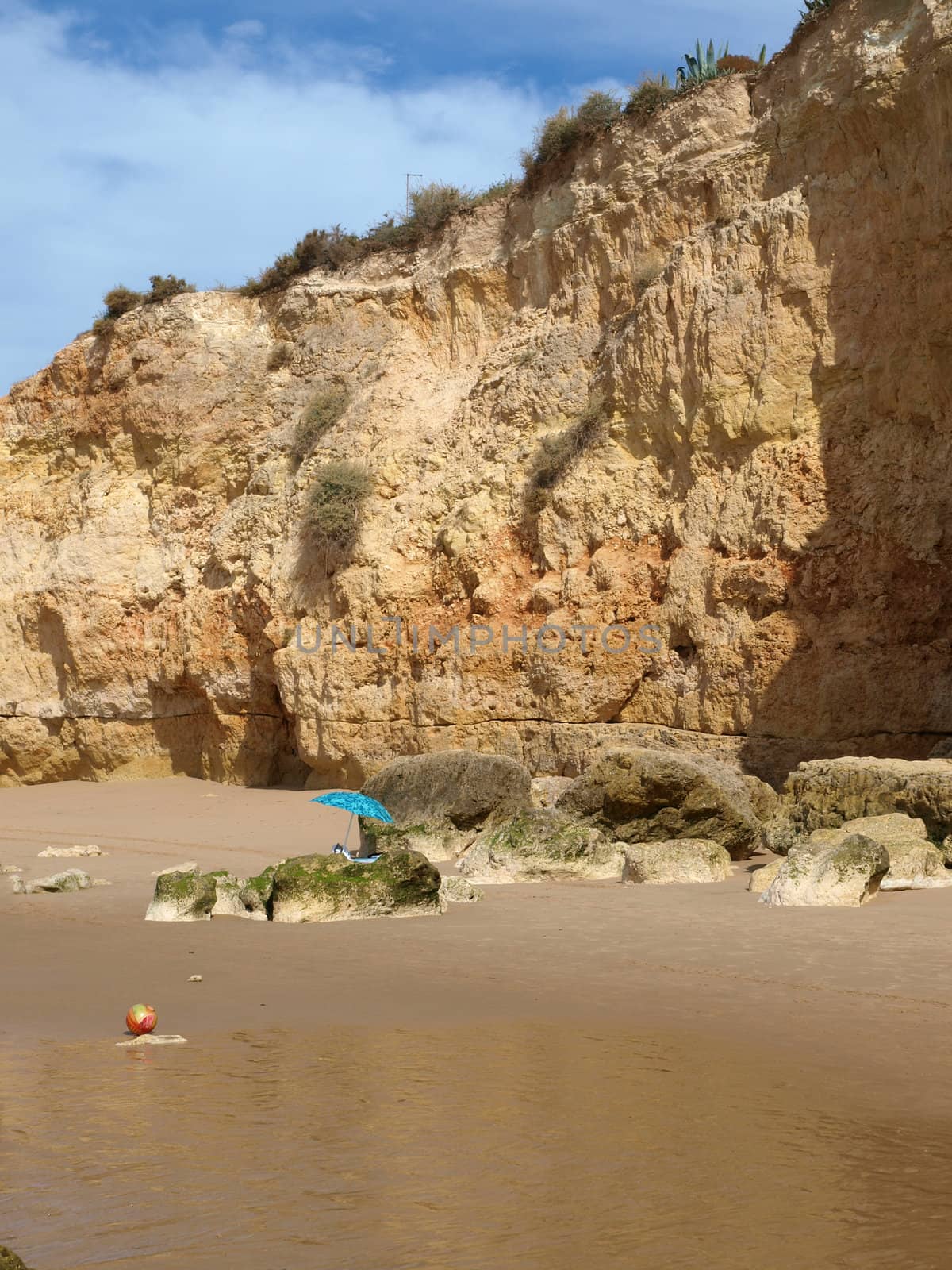Colorful rock cliffs of the Algarve in Portugal