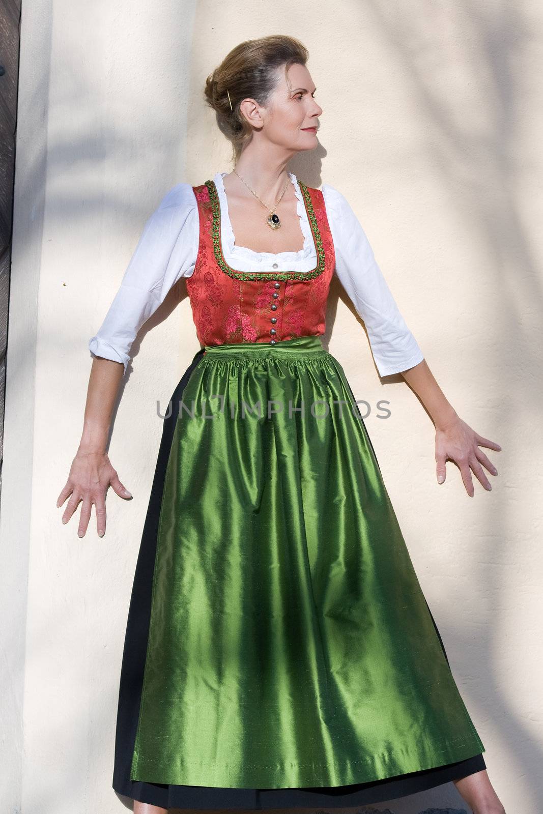 Old Bavarian woman in fashionable festive costume