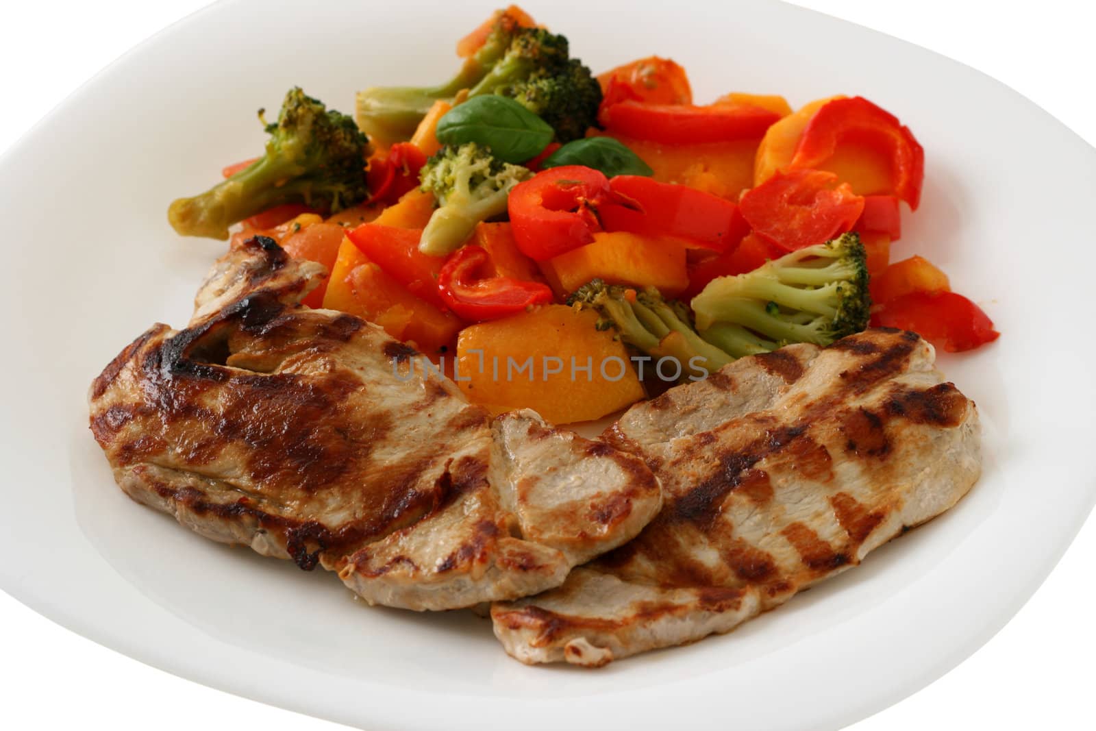 Grilled pork with vegetables