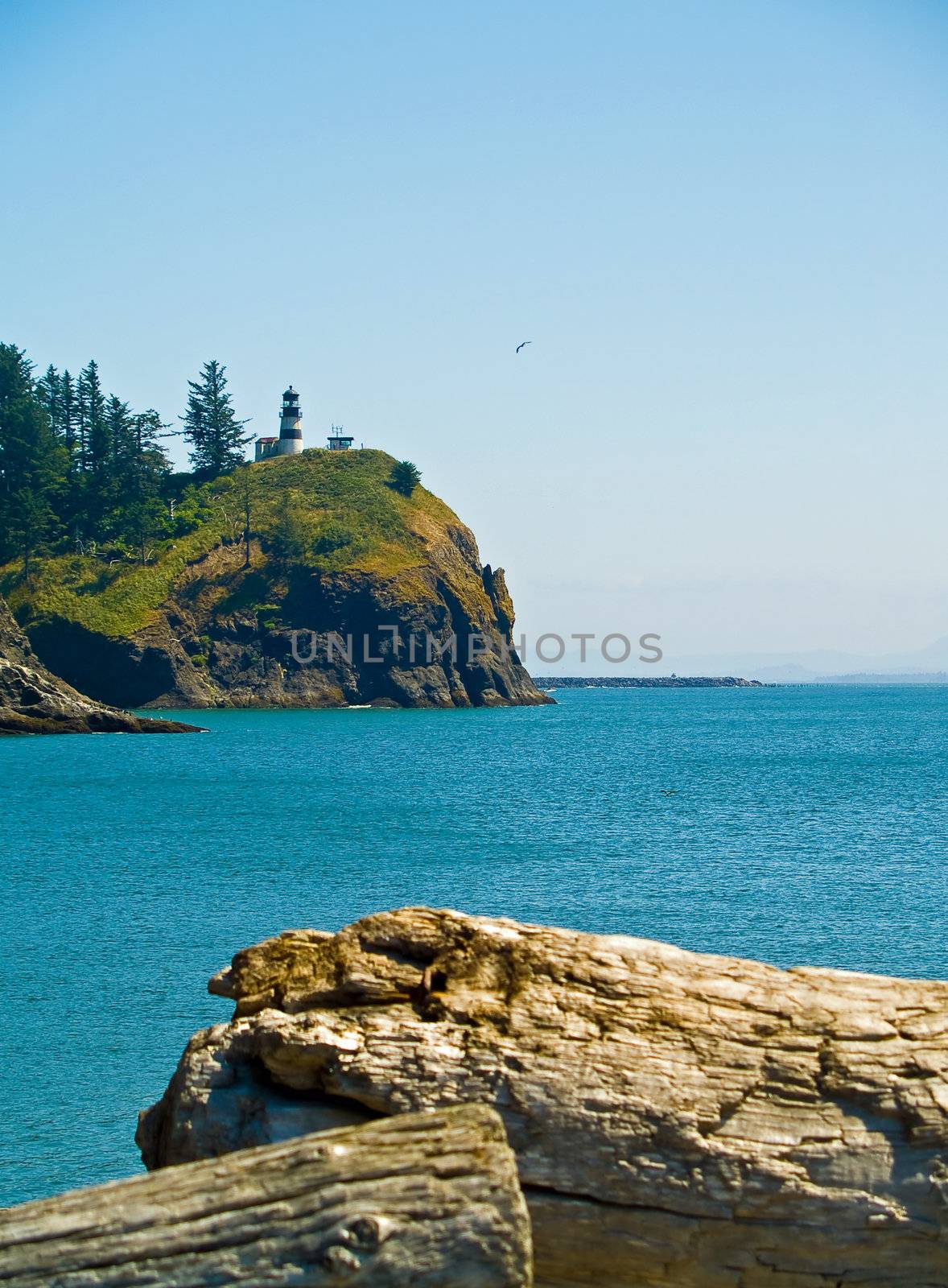 The Lighthouse at Cape Disappointment at Fort Canby State Park in Washington State USA