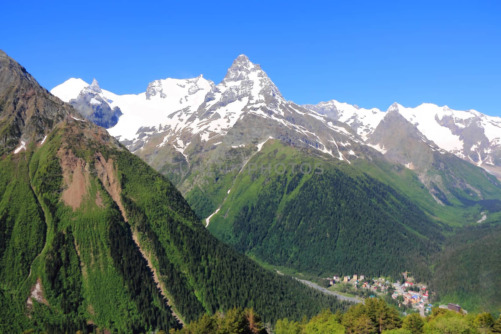 Image of beautiful landscape with Caucasus mountains